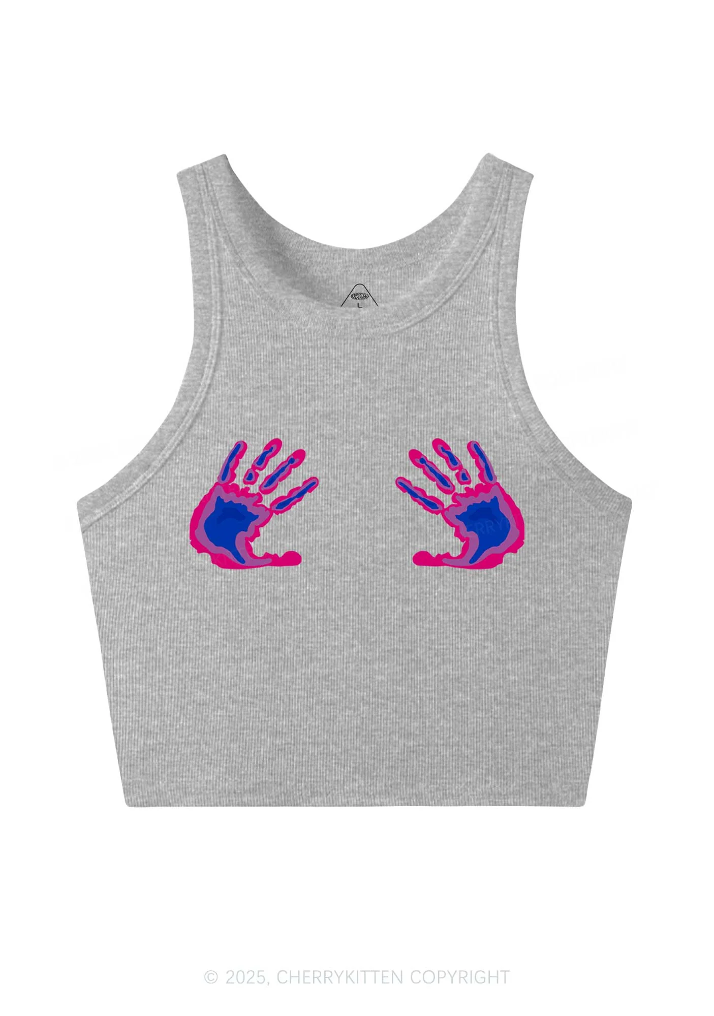Bisexual Thermal Hands Pride Y2K Crop Tank Top Cherrykitten - Image 4