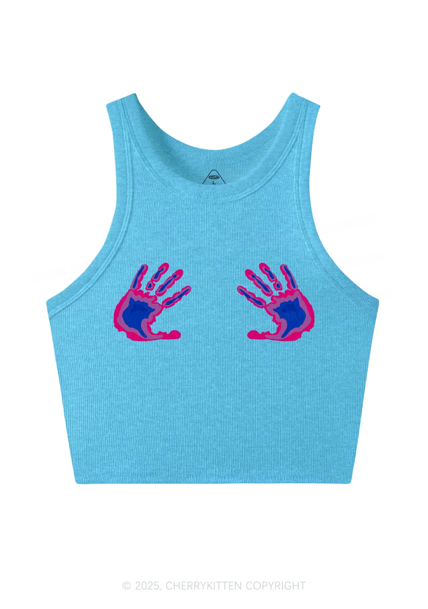Bisexual Thermal Hands Pride Y2K Crop Tank Top Cherrykitten - Image 5