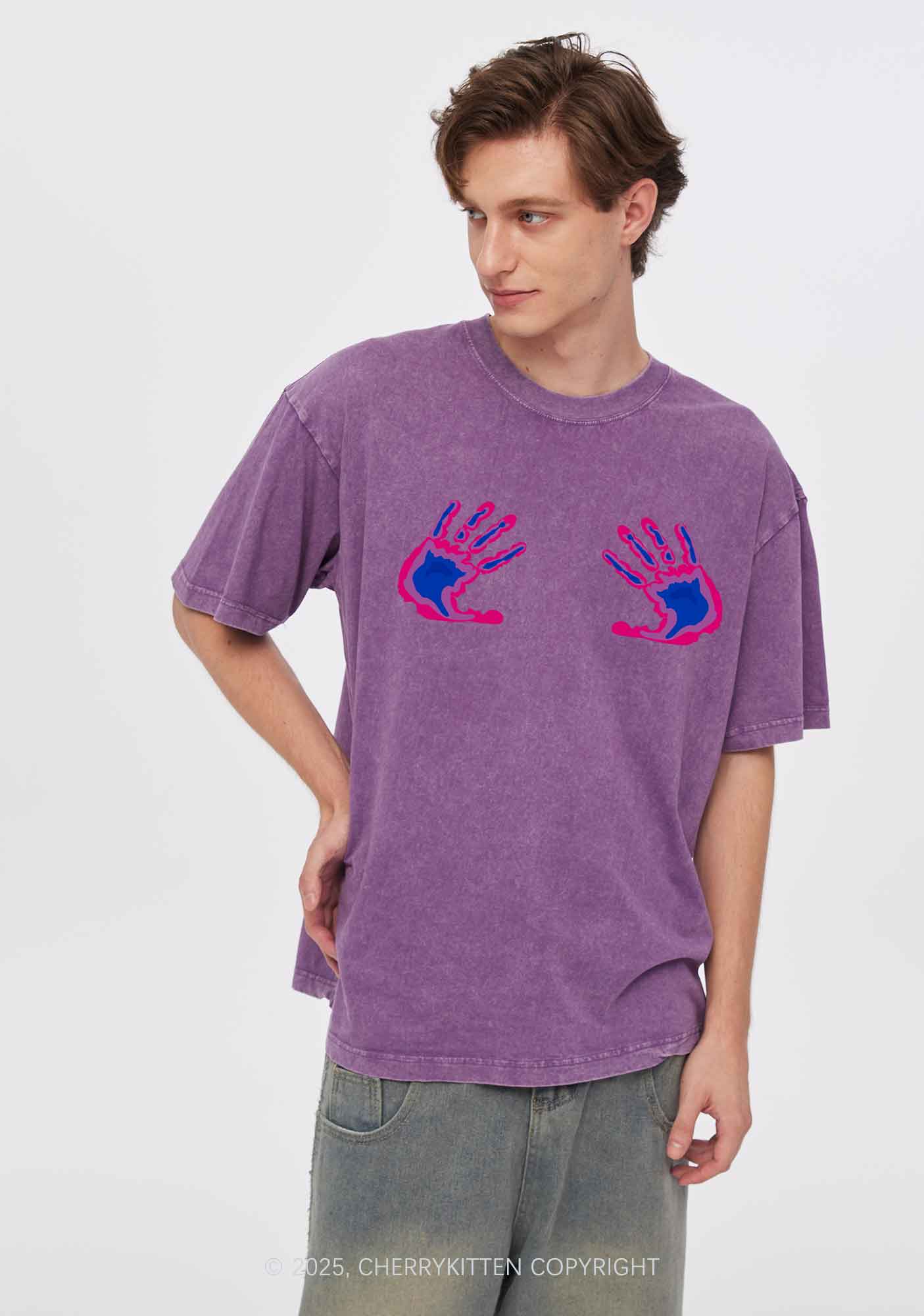 Bisexual Thermal Hands Pride Y2K Shirts Washed Tee Cherrykitten - Image 2