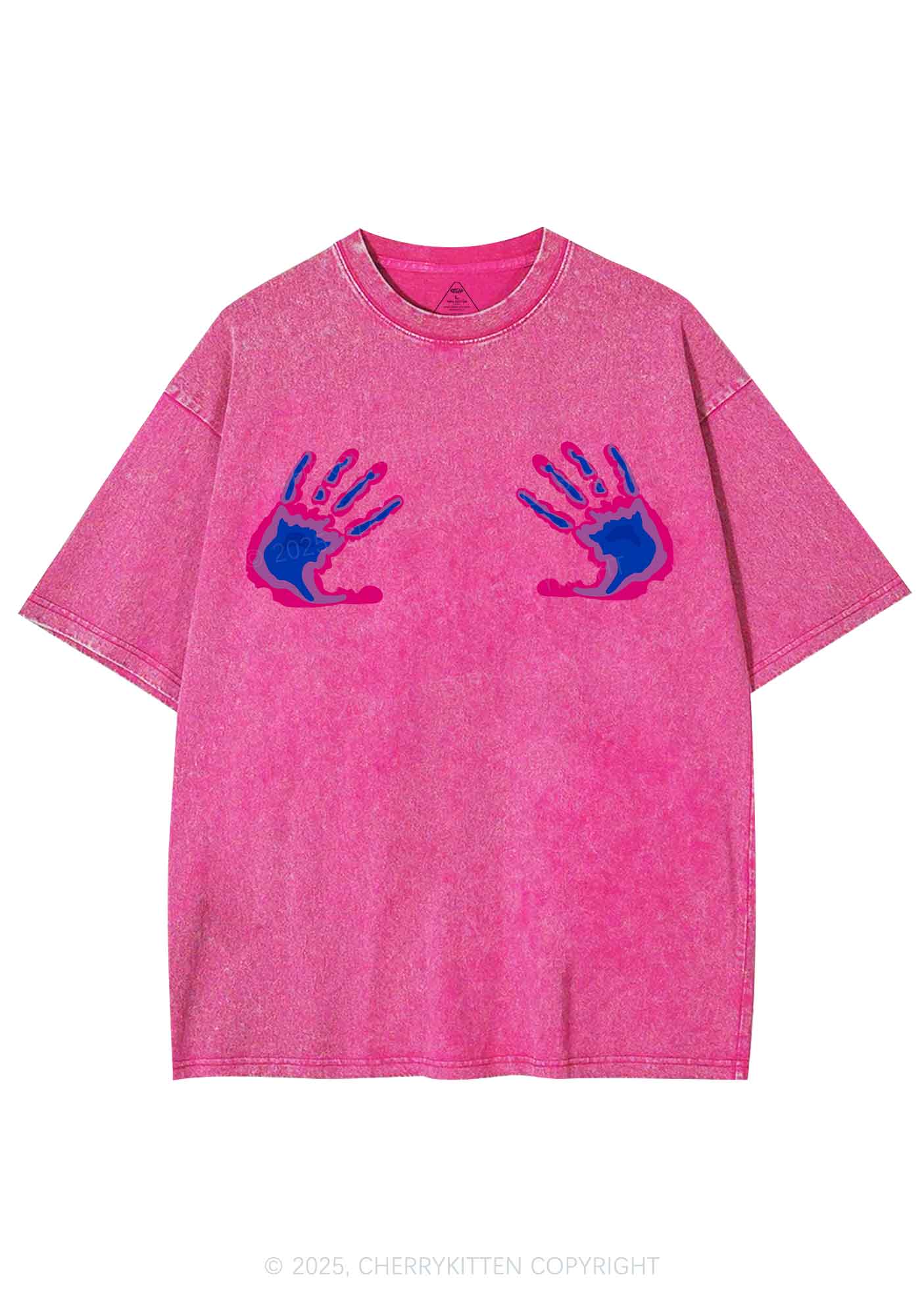 Bisexual Thermal Hands Pride Y2K Shirts Washed Tee Cherrykitten - Image 3