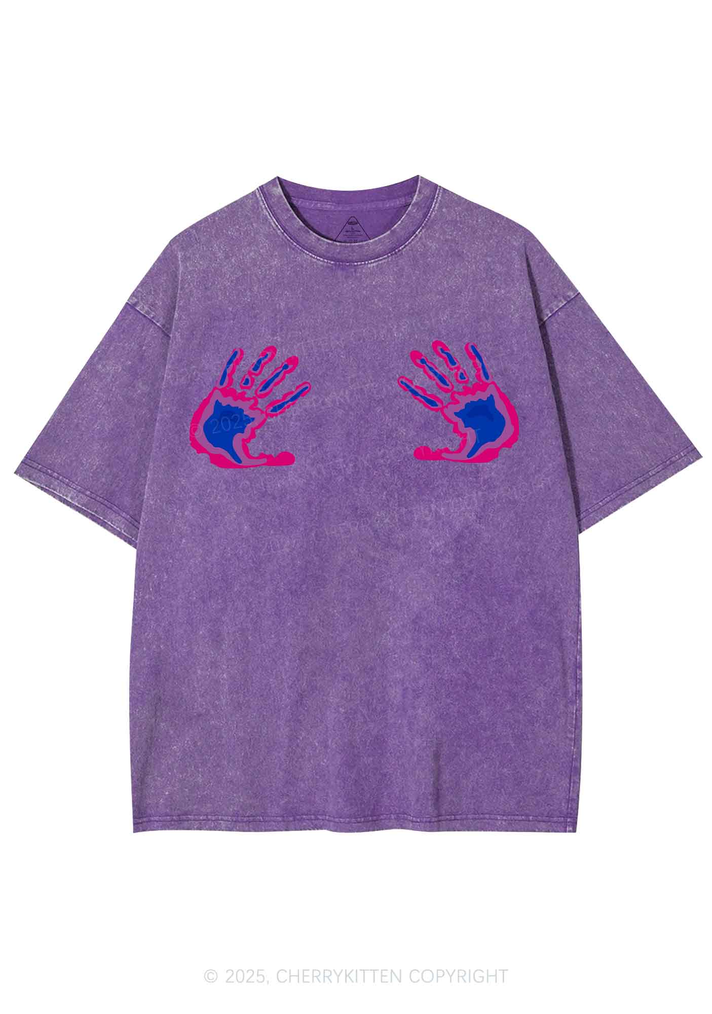 Bisexual Thermal Hands Pride Y2K Shirts Washed Tee Cherrykitten - Image 4