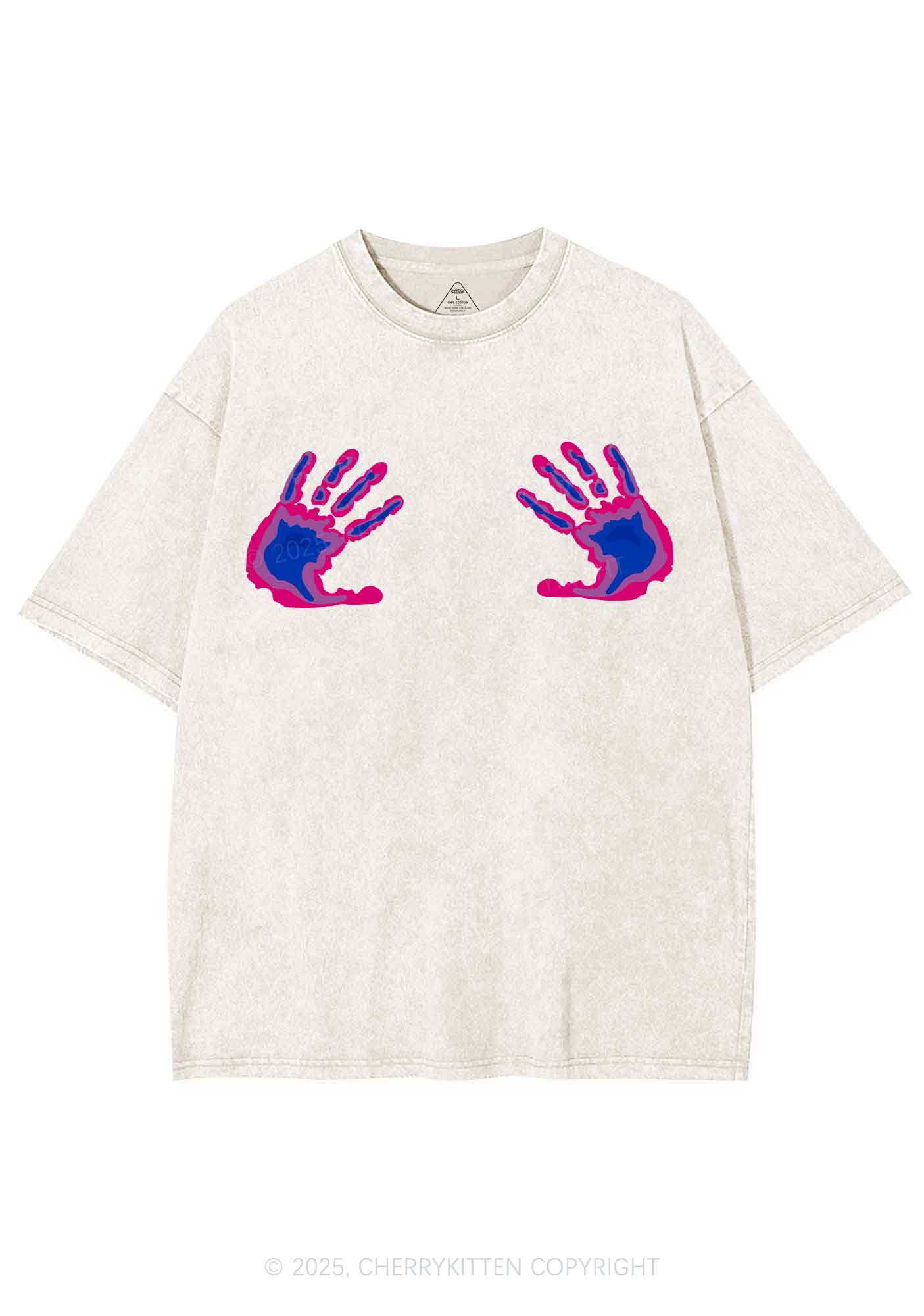 Bisexual Thermal Hands Pride Y2K Shirts Washed Tee Cherrykitten - Image 5