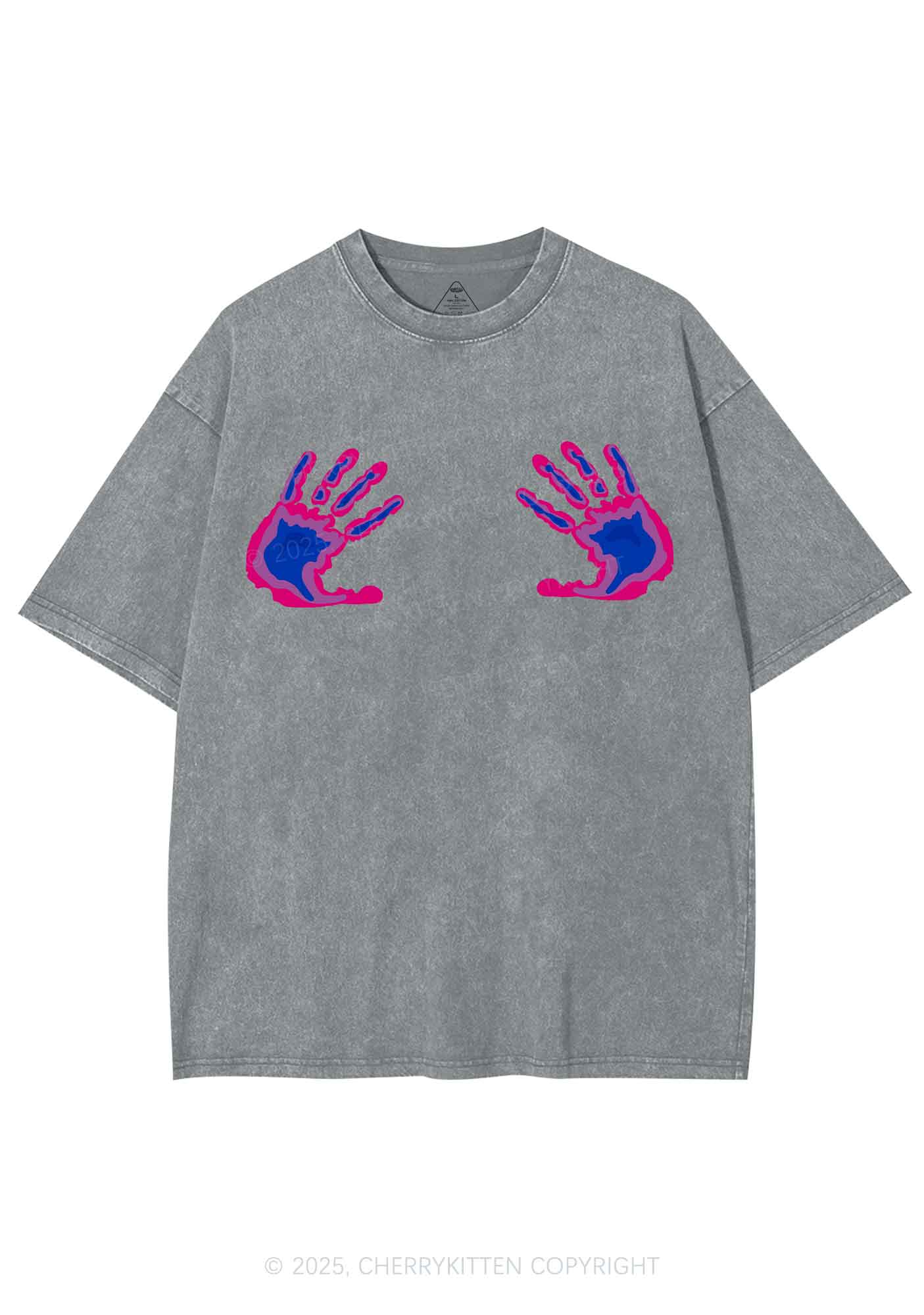 Bisexual Thermal Hands Pride Y2K Shirts Washed Tee Cherrykitten - Image 6