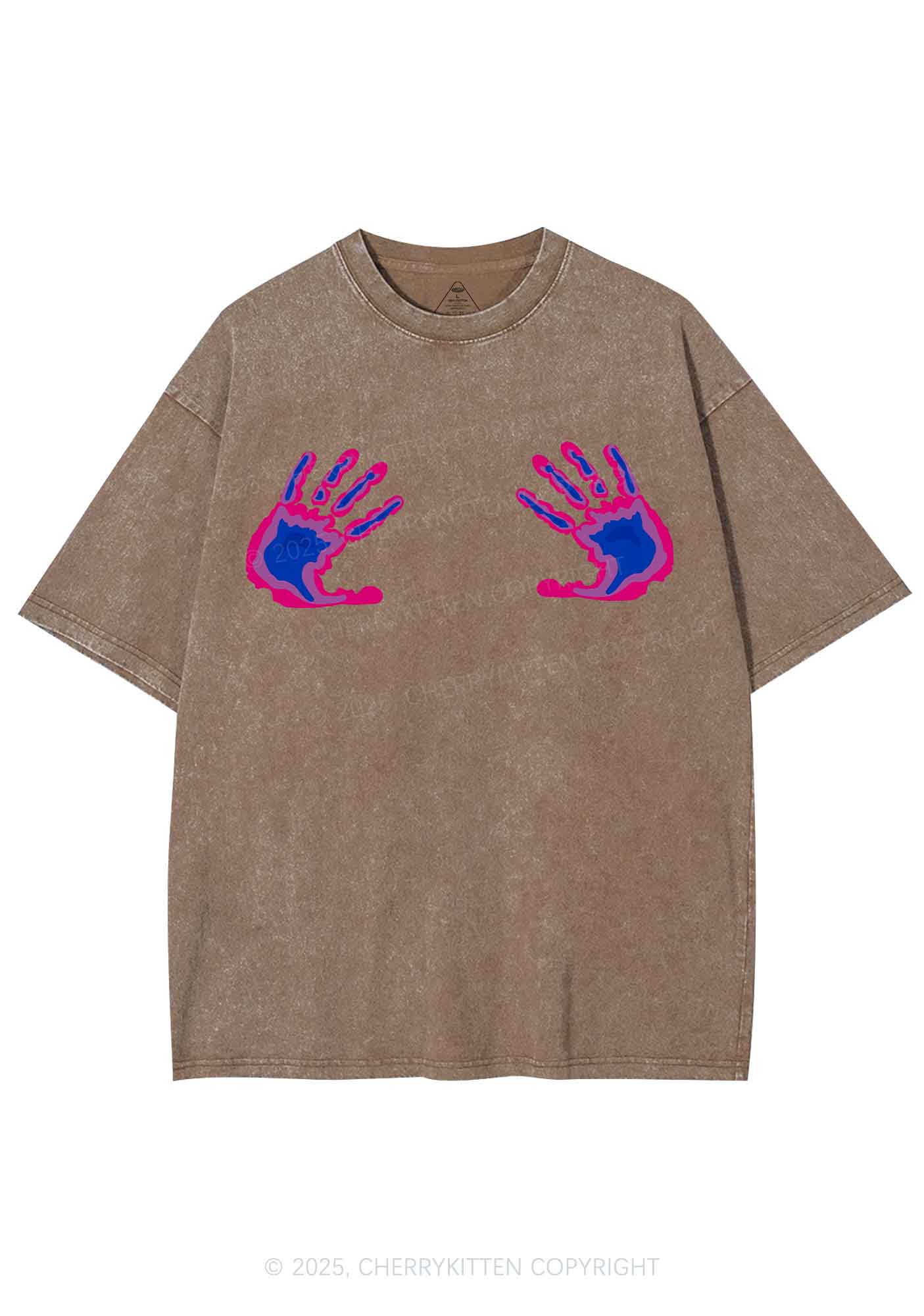 Bisexual Thermal Hands Pride Y2K Shirts Washed Tee Cherrykitten - Image 7