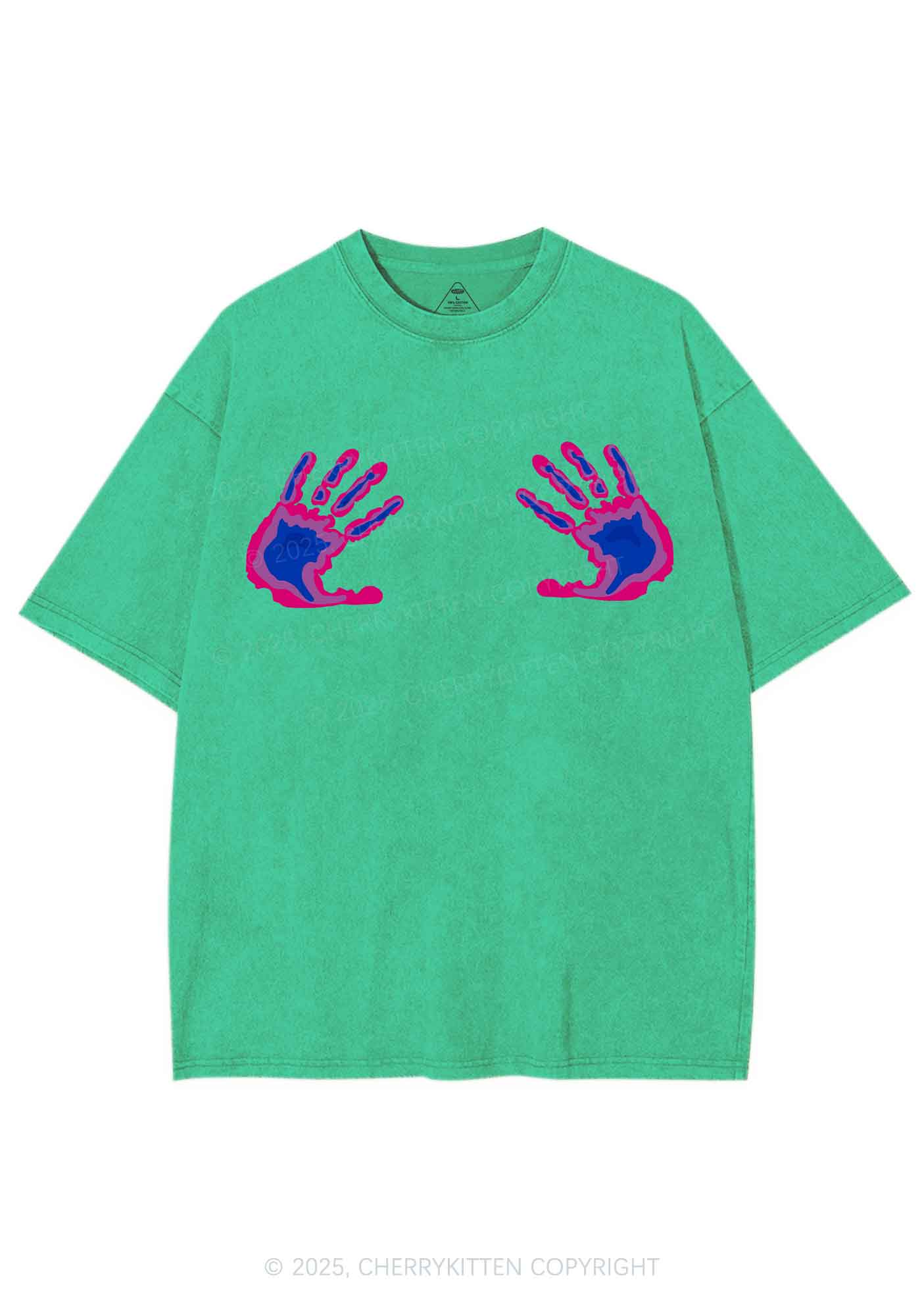 Bisexual Thermal Hands Pride Y2K Shirts Washed Tee Cherrykitten - Image 8