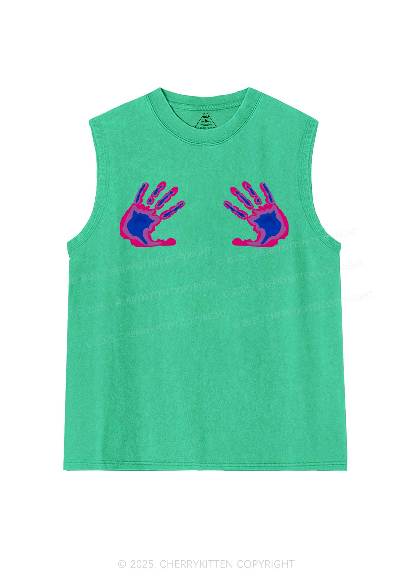 Bisexual Thermal Hands Pride Y2K Washed Muscle Tank Cherrykitten - Image 7