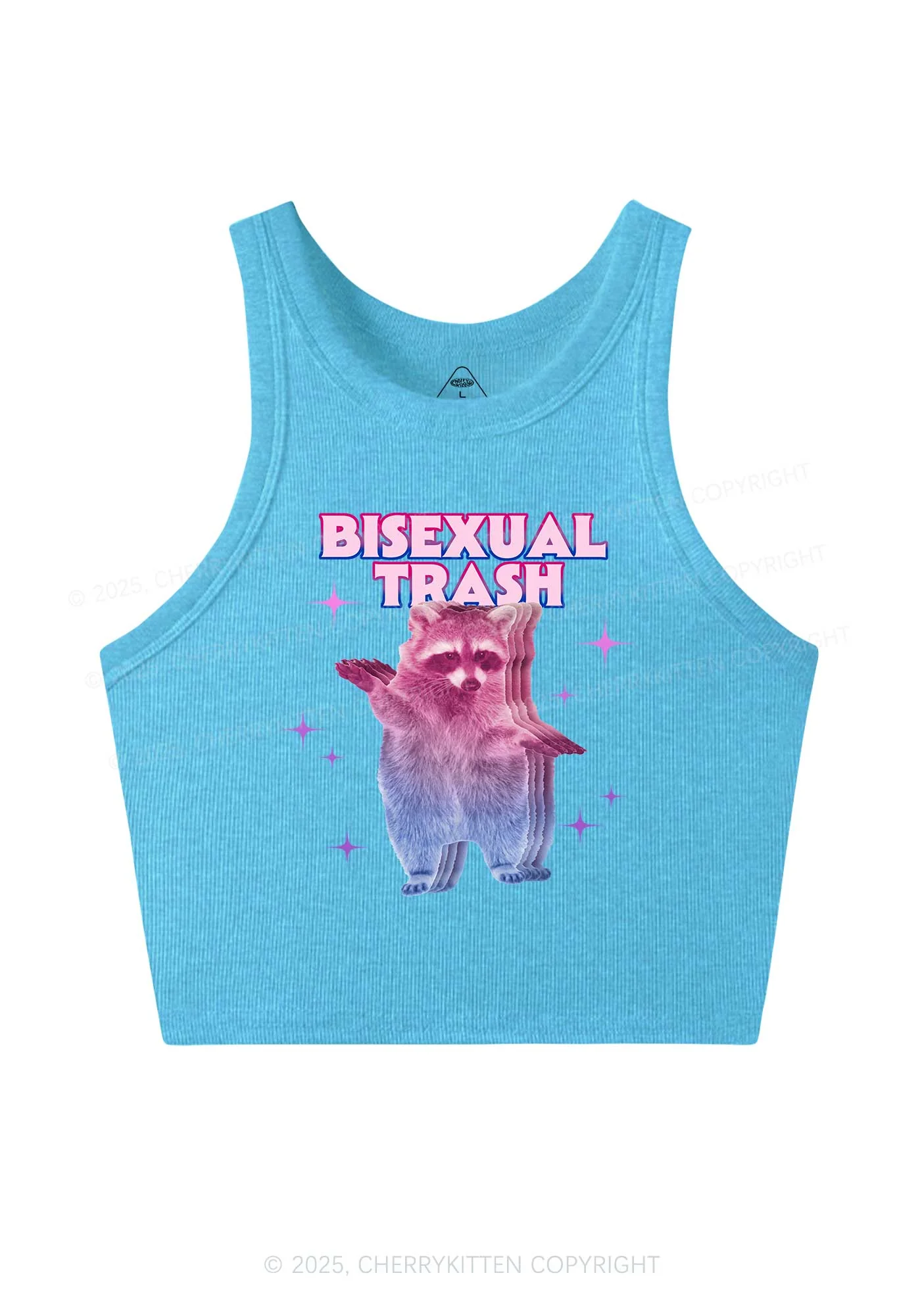Bisexual Trash Raccoon Pride Y2K Crop Tank Top Cherrykitten - Image 5