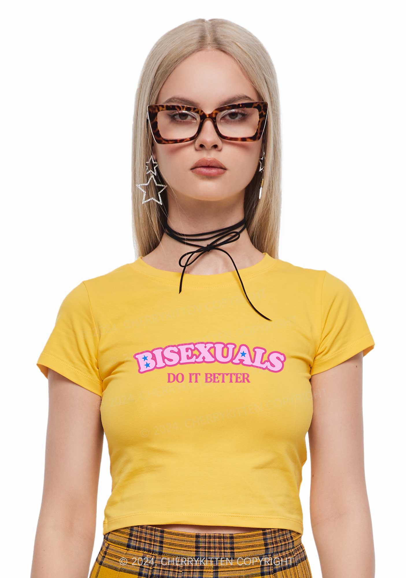 Bisexuals Do It Better Y2K Baby Tee Cherrykitten - Image 2