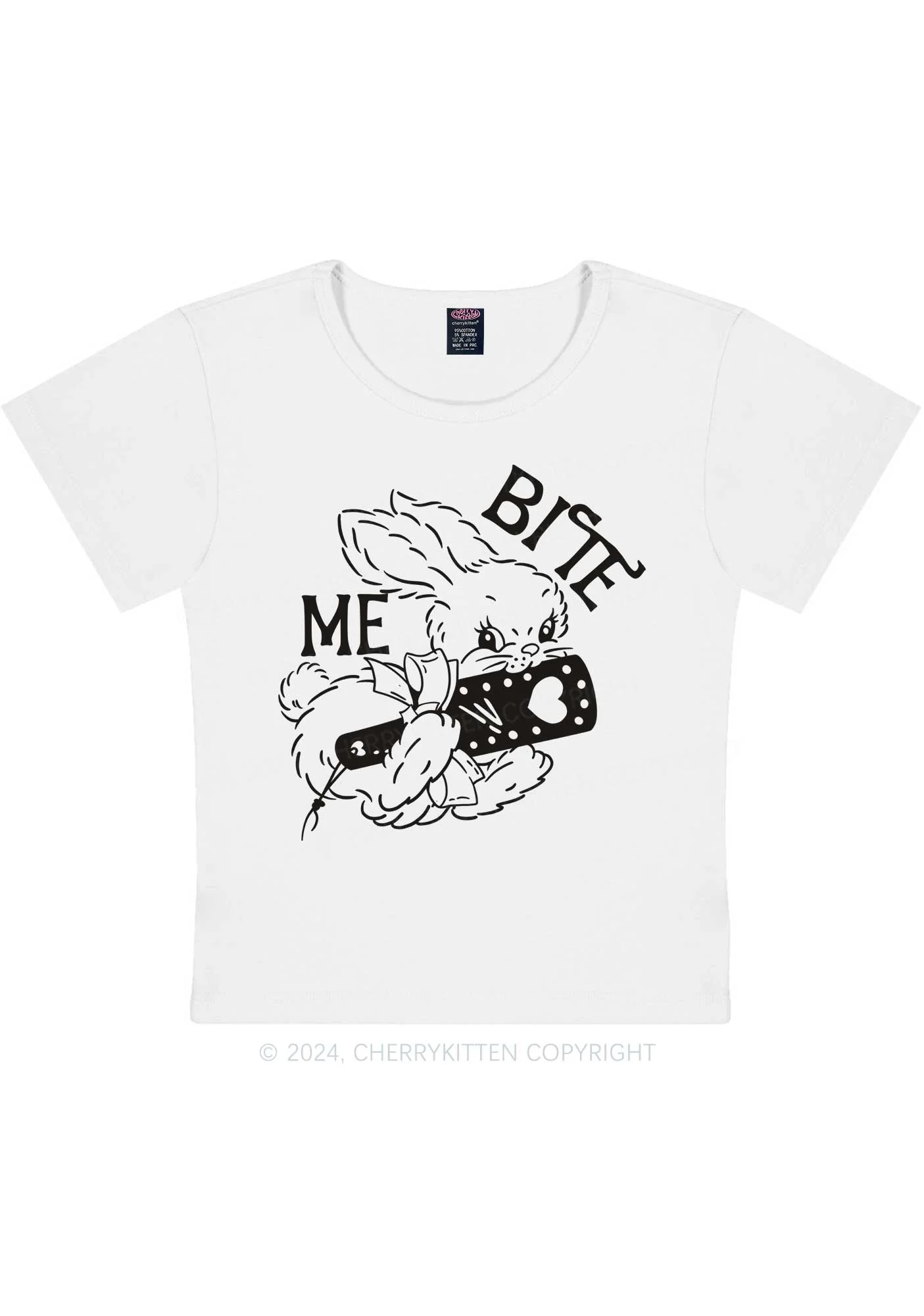 Bite Me Bunny Y2K Baby Tee Cherrykitten - Image 4
