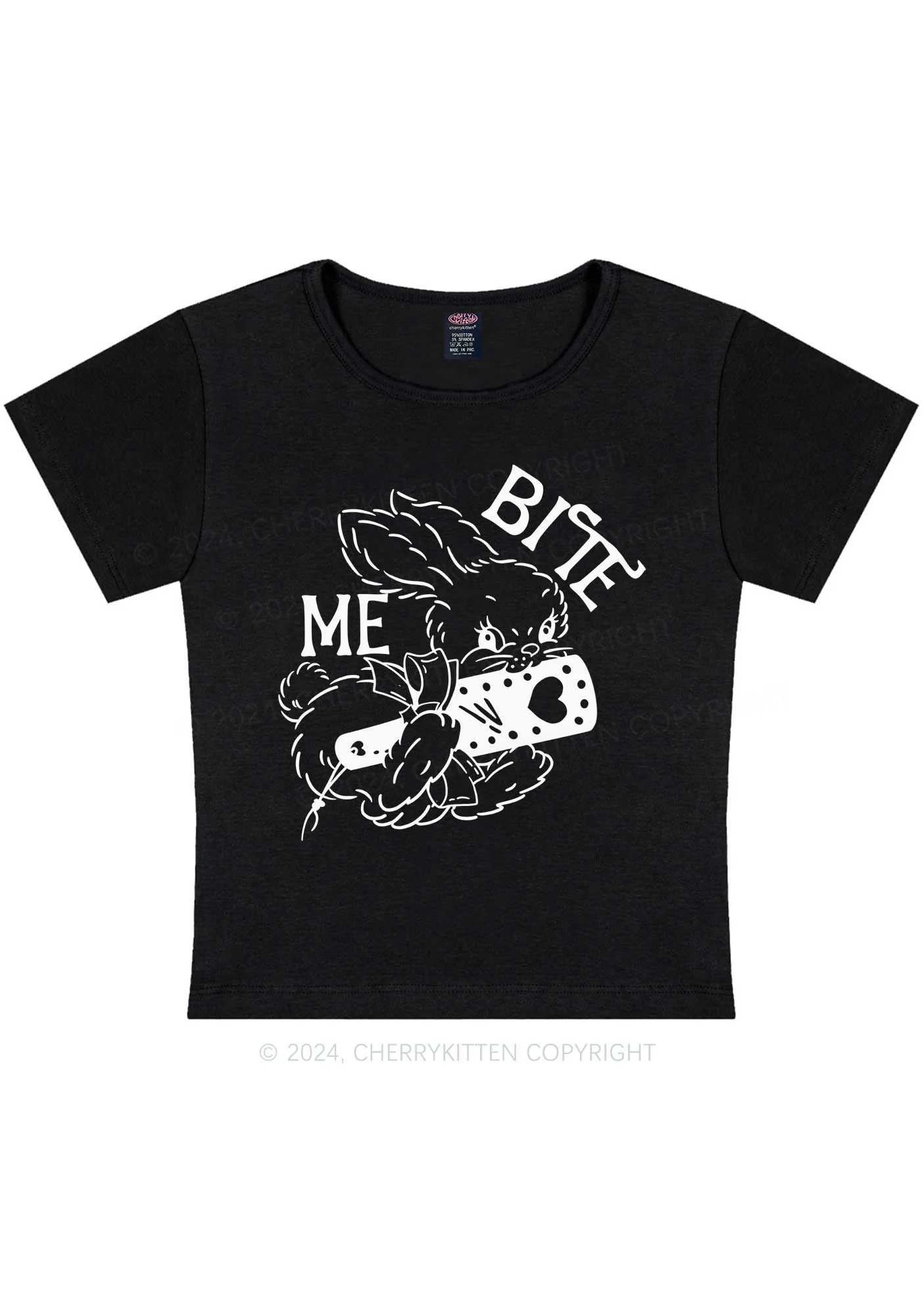 Bite Me Bunny Y2K Baby Tee Cherrykitten - Image 5