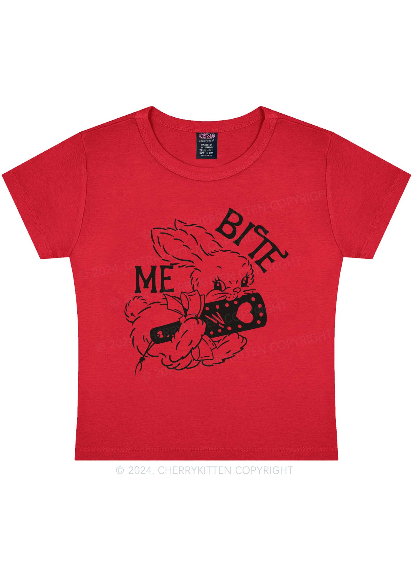Bite Me Bunny Y2K Baby Tee Cherrykitten - Image 8