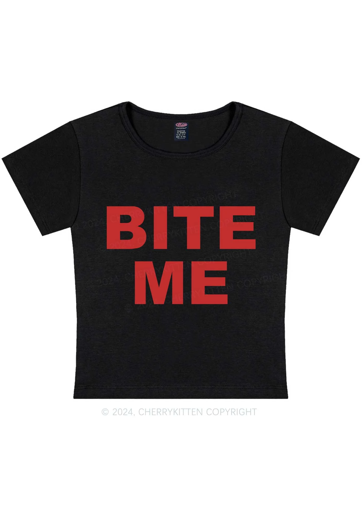 Bite Me Y2K Baby Tee Cherrykitten - Image 4