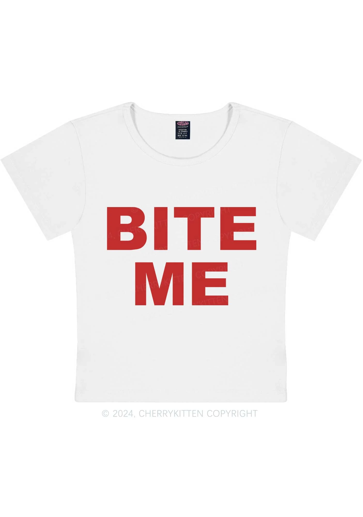 Bite Me Y2K Baby Tee Cherrykitten - Image 5