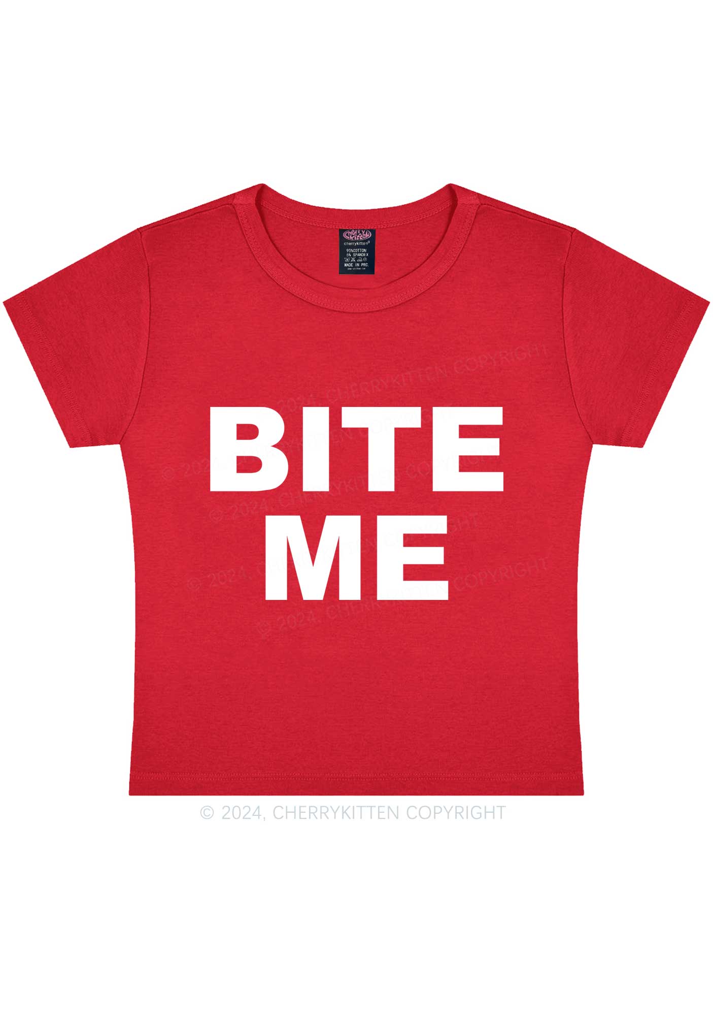 Bite Me Y2K Baby Tee Cherrykitten - Image 6