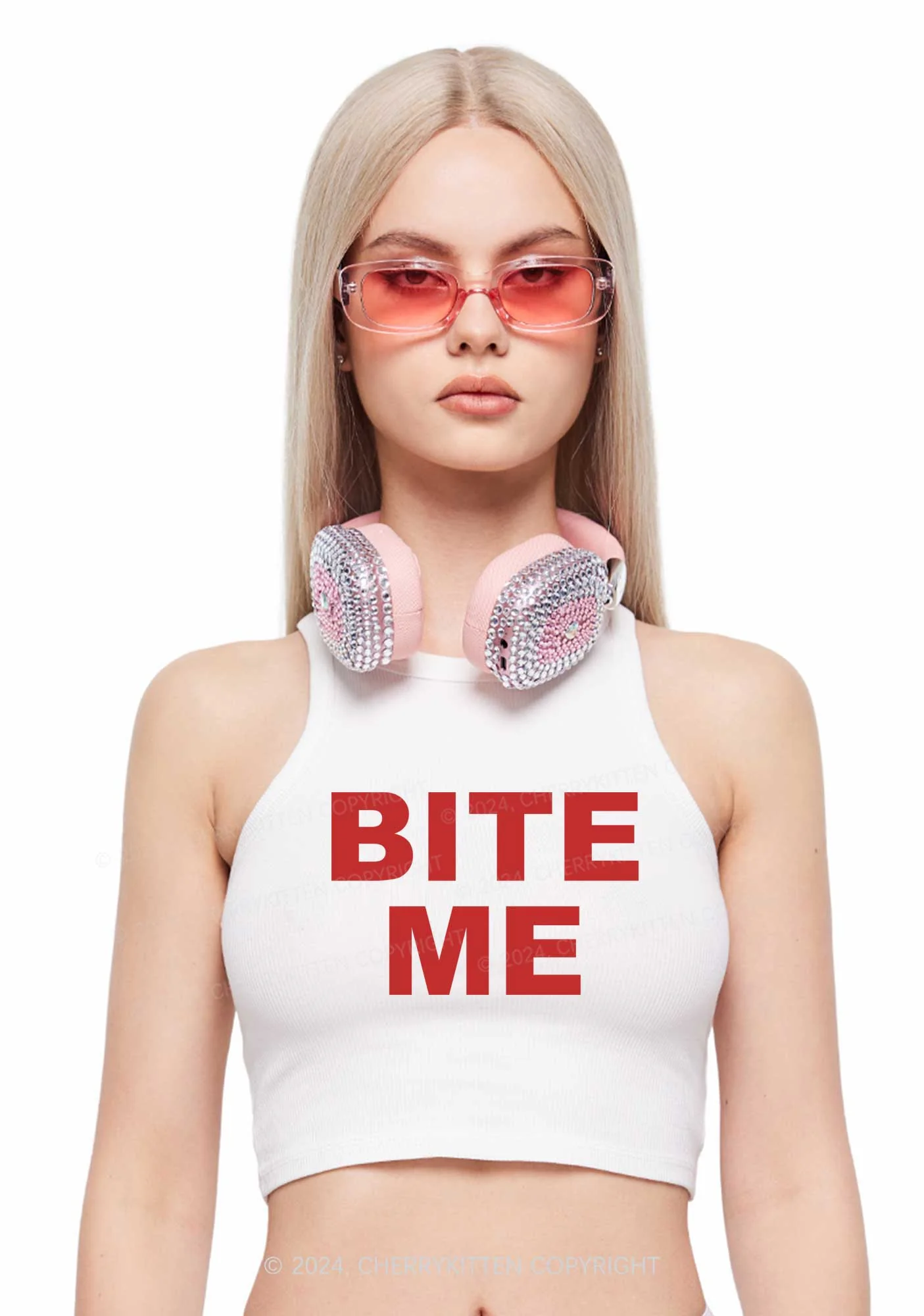 Bite Me Y2K Crop Tank Top Cherrykitten - Image 2