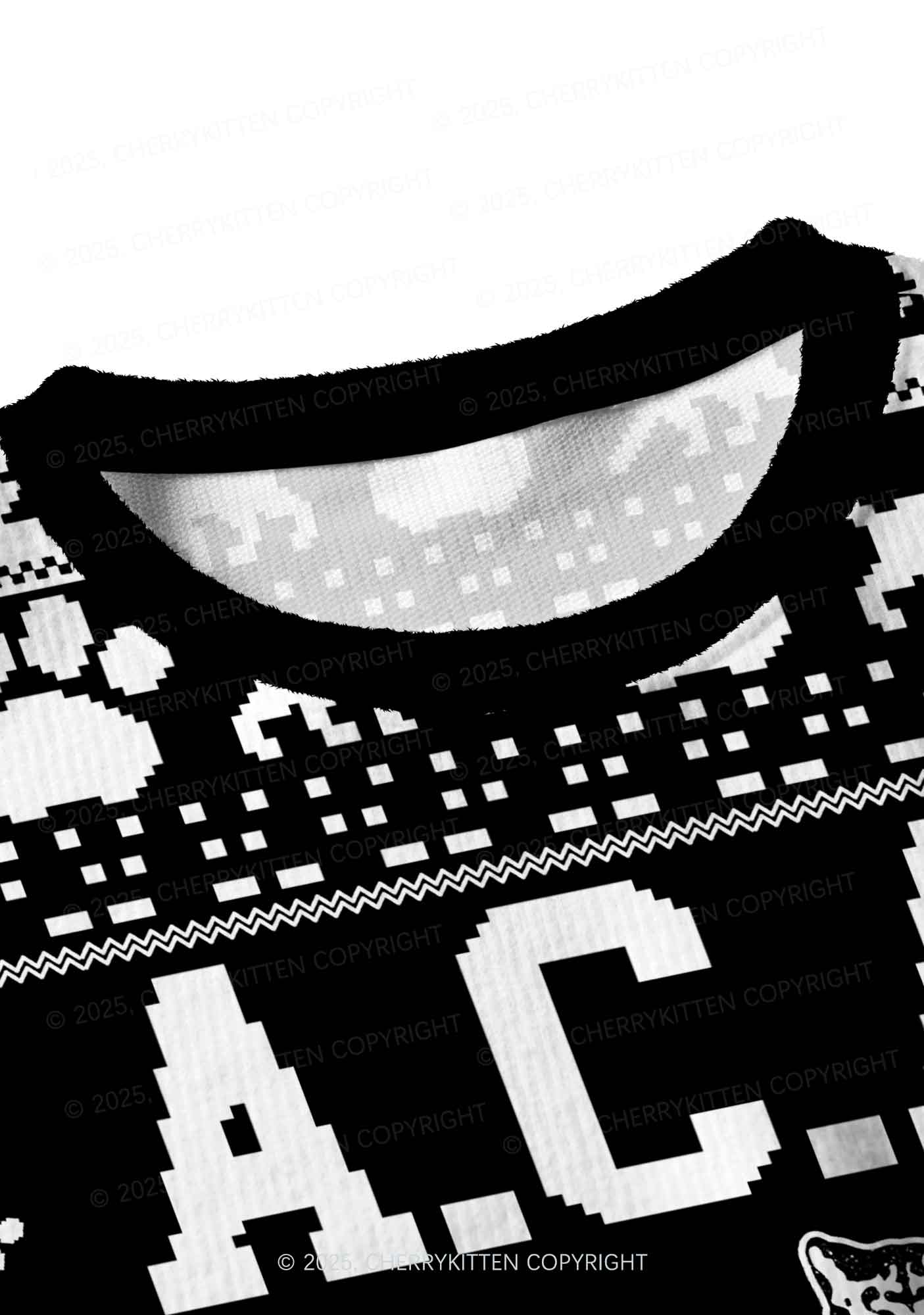 Black ACAB Cats Y2K Christmas Crop Knit Sweatshirt Cherrykitten - Image 4