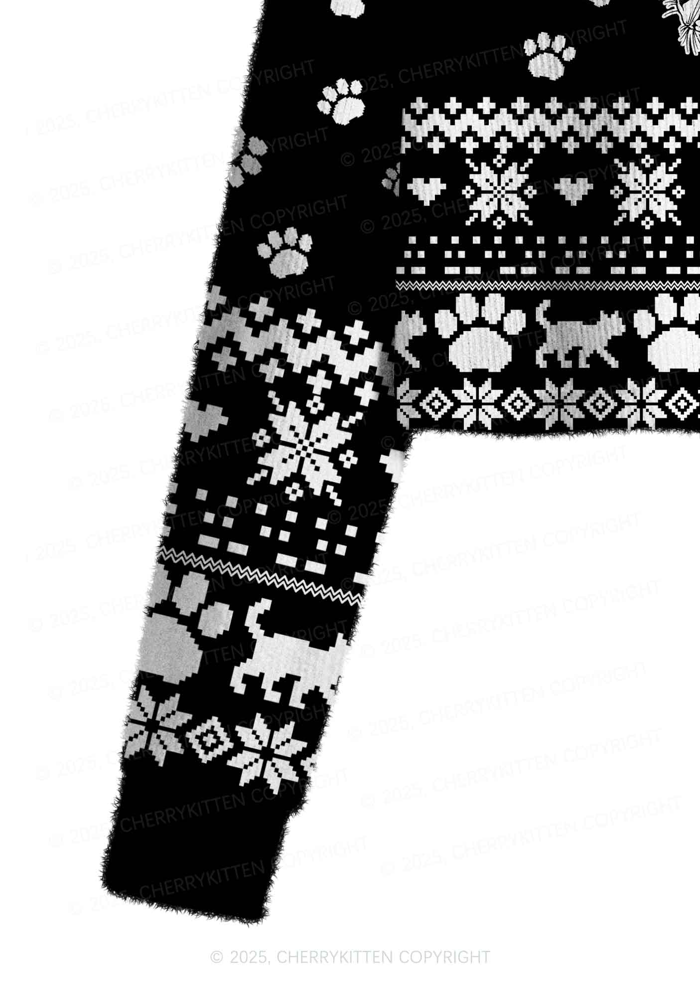 Black ACAB Cats Y2K Christmas Crop Knit Sweatshirt Cherrykitten - Image 5