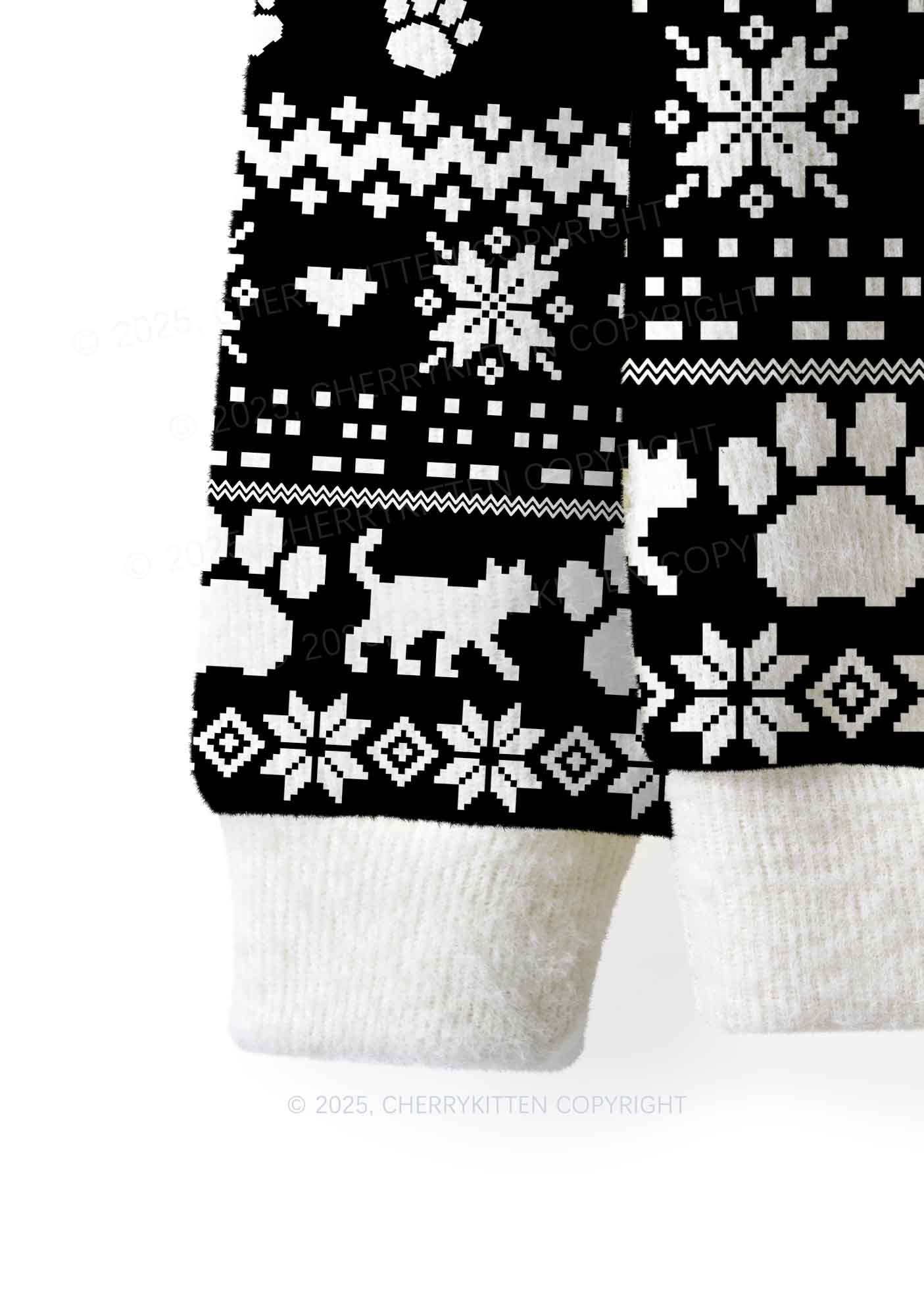 Black ACAB Cats Y2K Christmas Knit Sweatshirt Cherrykitten - Image 5