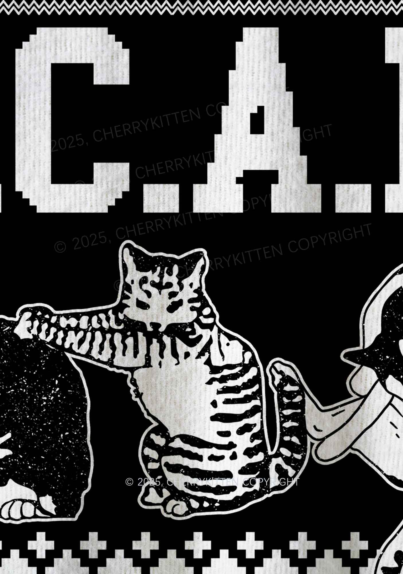 Black ACAB Cats Y2K Christmas Knit Sweatshirt Cherrykitten - Image 6