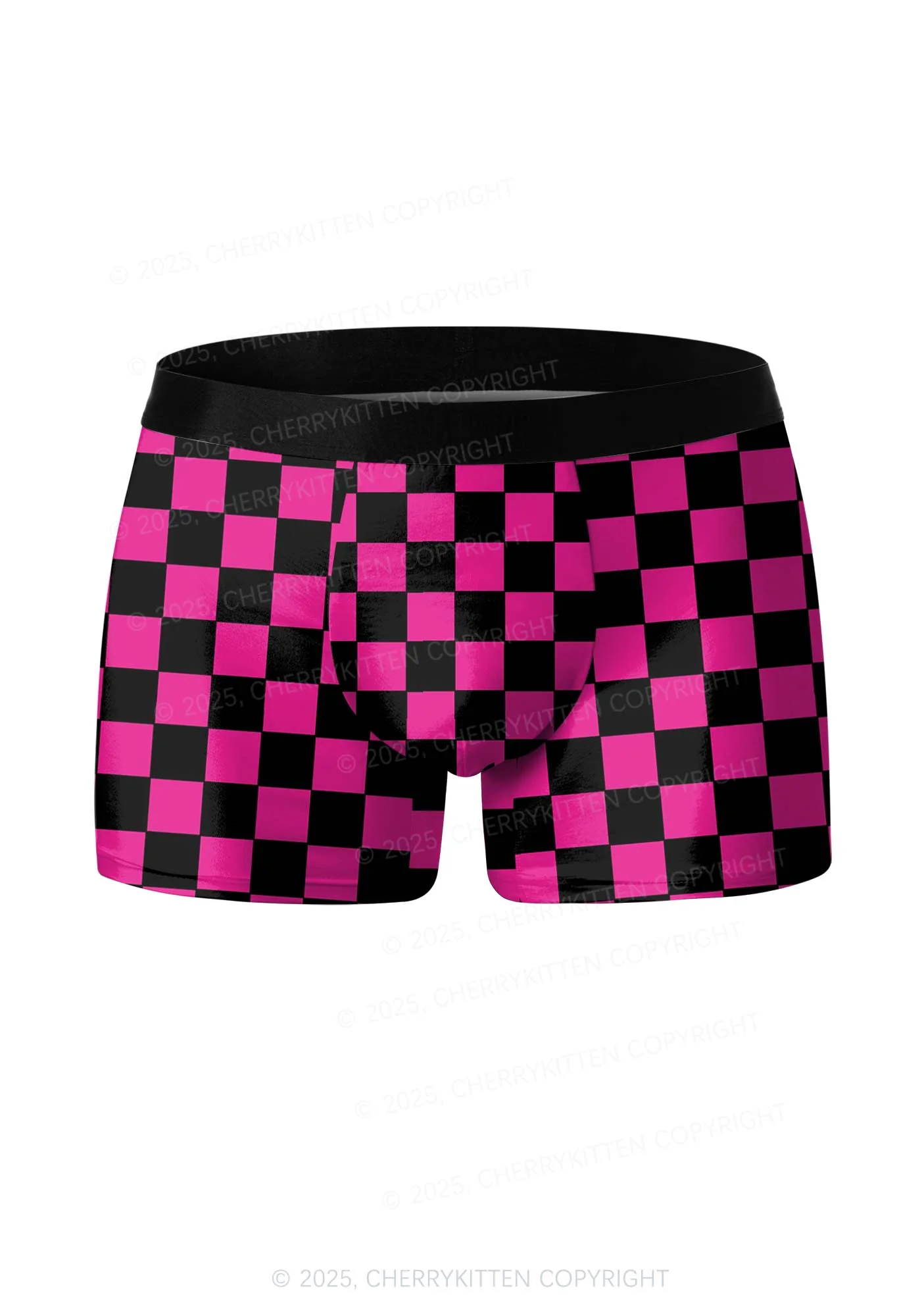 Black And Pink Check Valentine's Day Y2K Print Couples Boxer Briefs Set Cherrykitten - Image 2