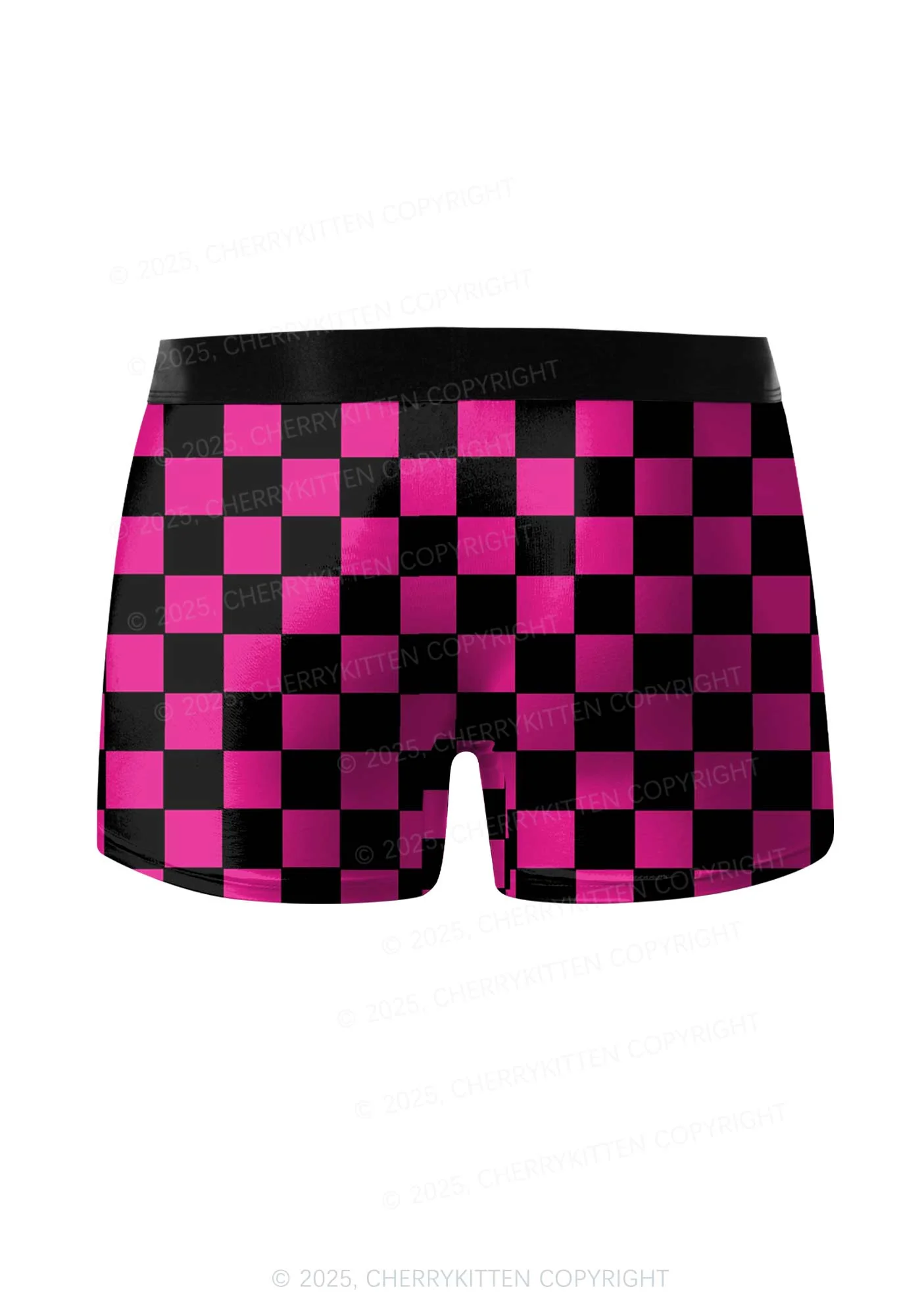 Black And Pink Check Valentine's Day Y2K Print Couples Boxer Briefs Set Cherrykitten - Image 3