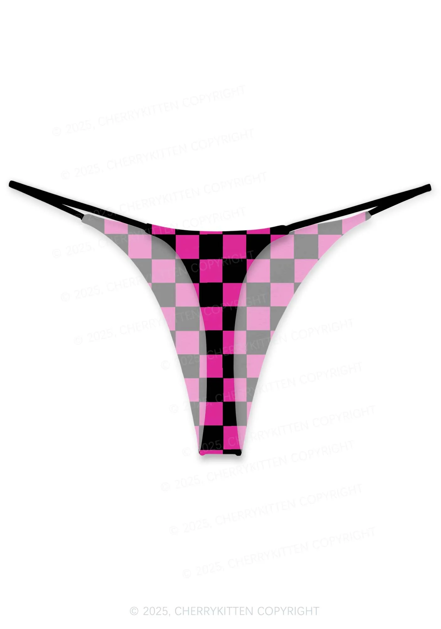 Black And Pink Check Valentine's Day Y2K Print Couples Boxer Thong Set Cherrykitten - Image 3