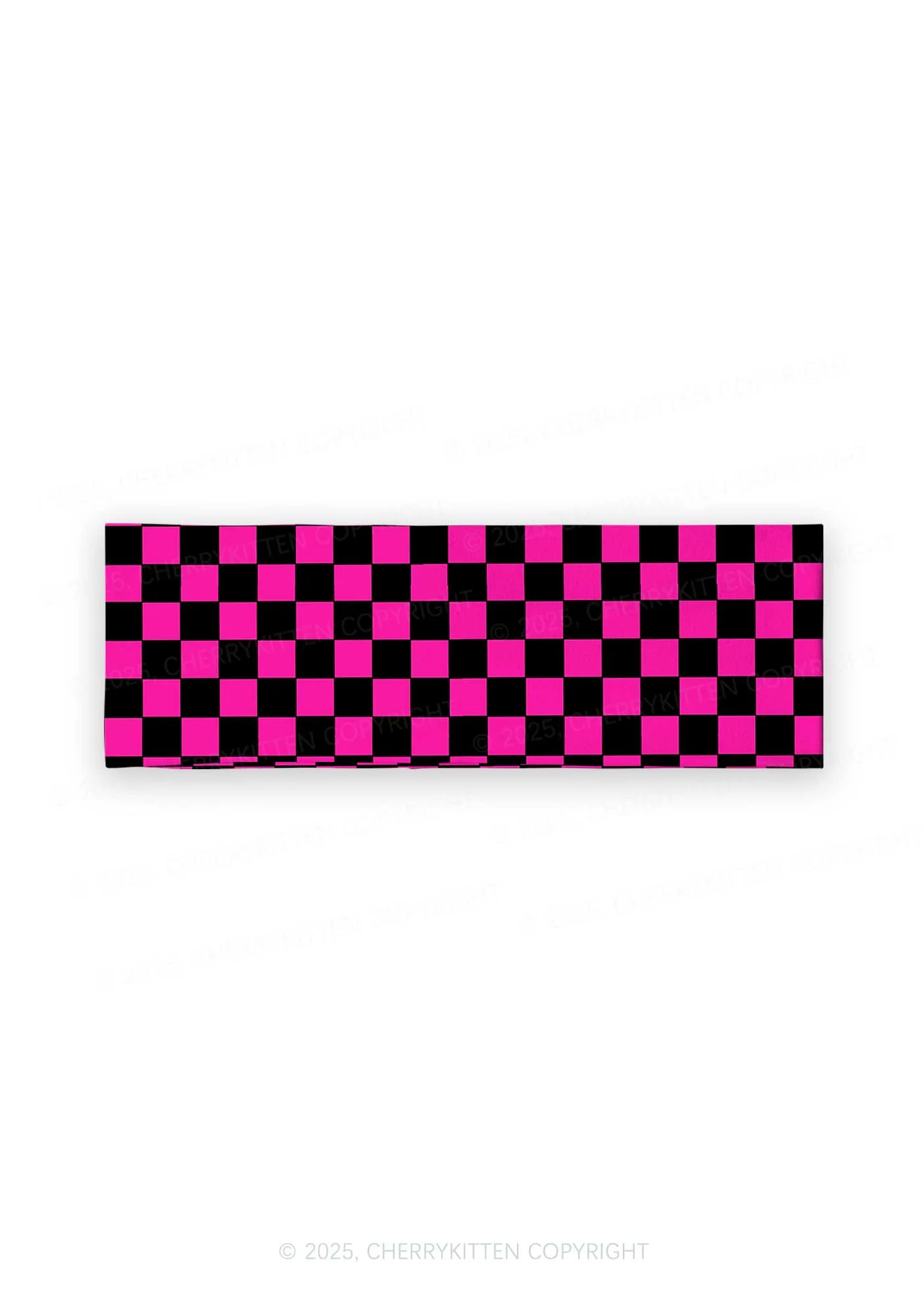 Black And Pink Check Valentine's Day Y2K Print Headband Cherrykitten - Image 2