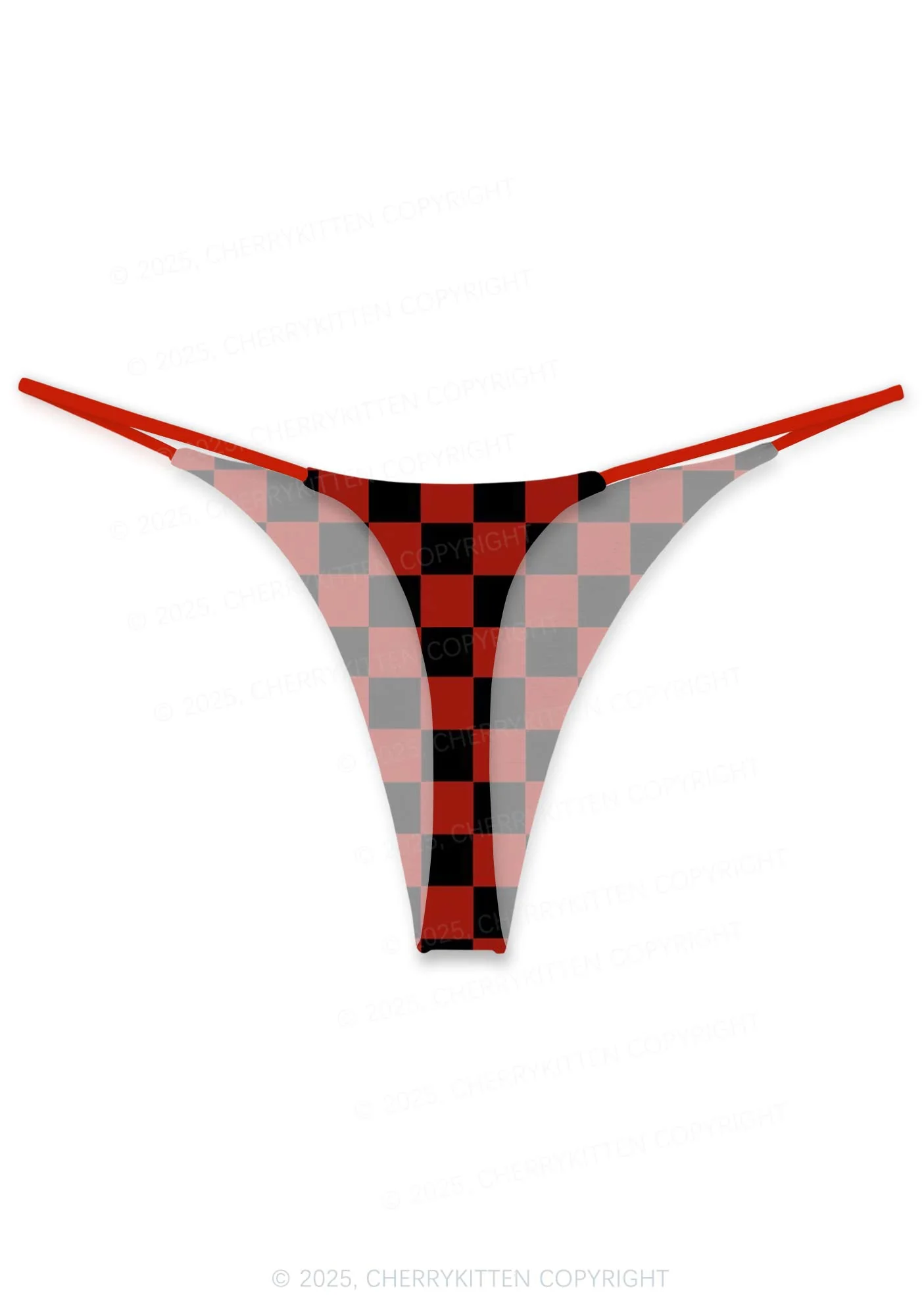 Black And Red Check Valentine's Day Y2K Print Couples Thong Set Cherrykitten - Image 3