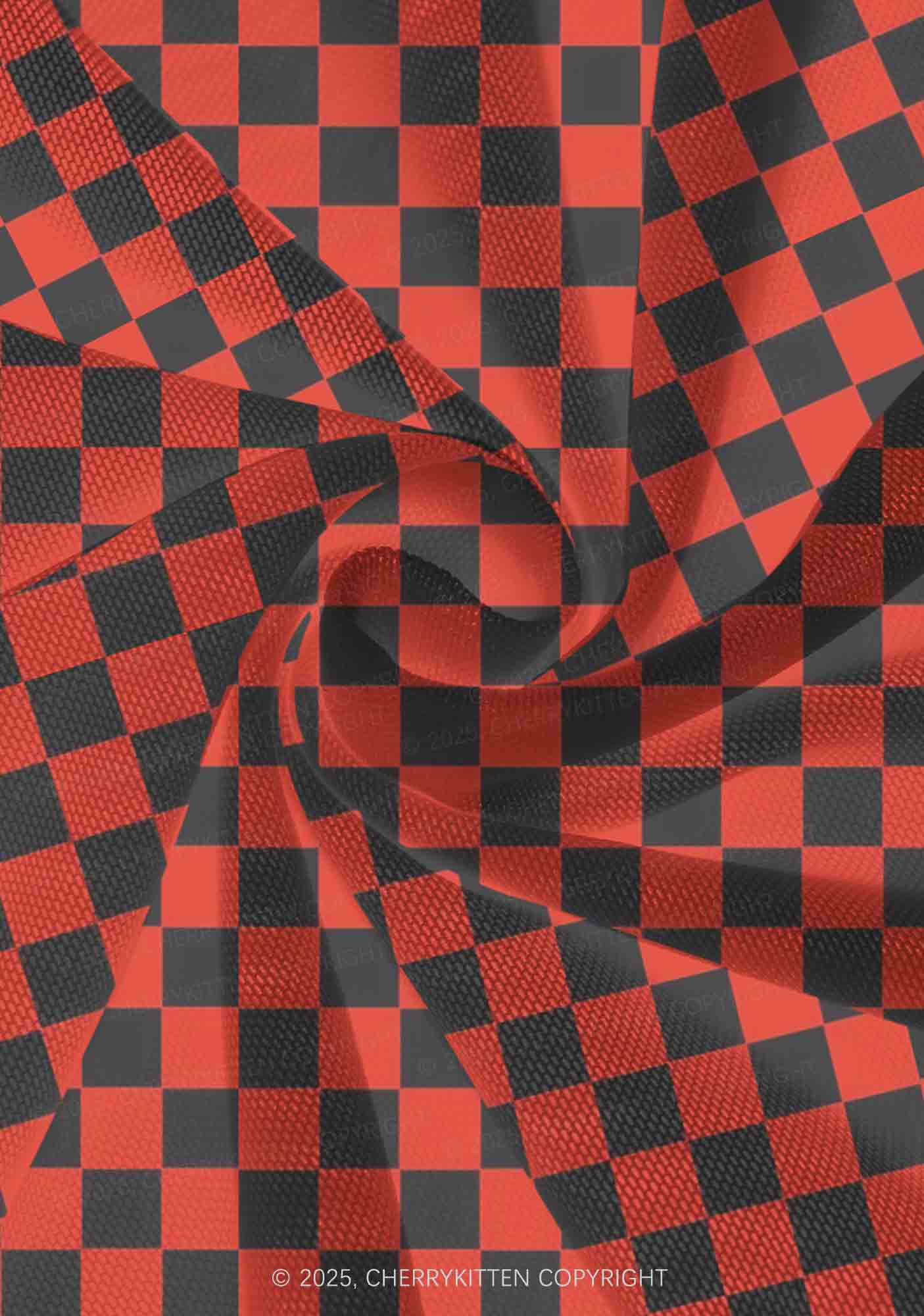 Black And Red Check Valentine's Day Y2K Print Mini Layered Skirt Cherrykitten - Image 3