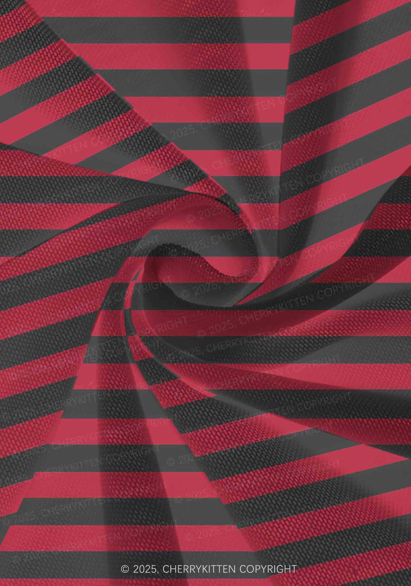 Black And Red Stripe Valentine's Day Y2K Print Mini Layered Skirt Cherrykitten - Image 3