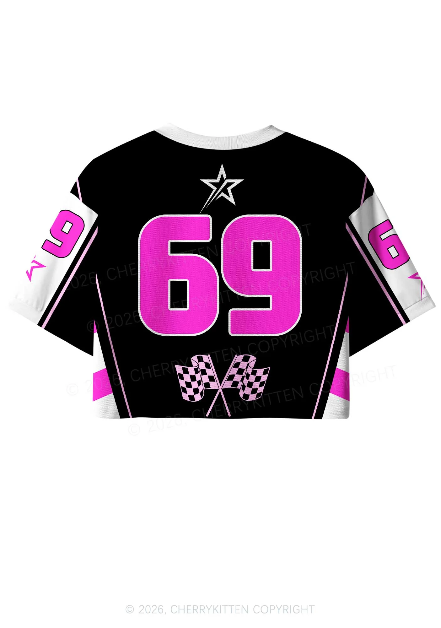 Black BDSM Y2K Crop Sport Jersey Shirts Cherrykitten - Image 3
