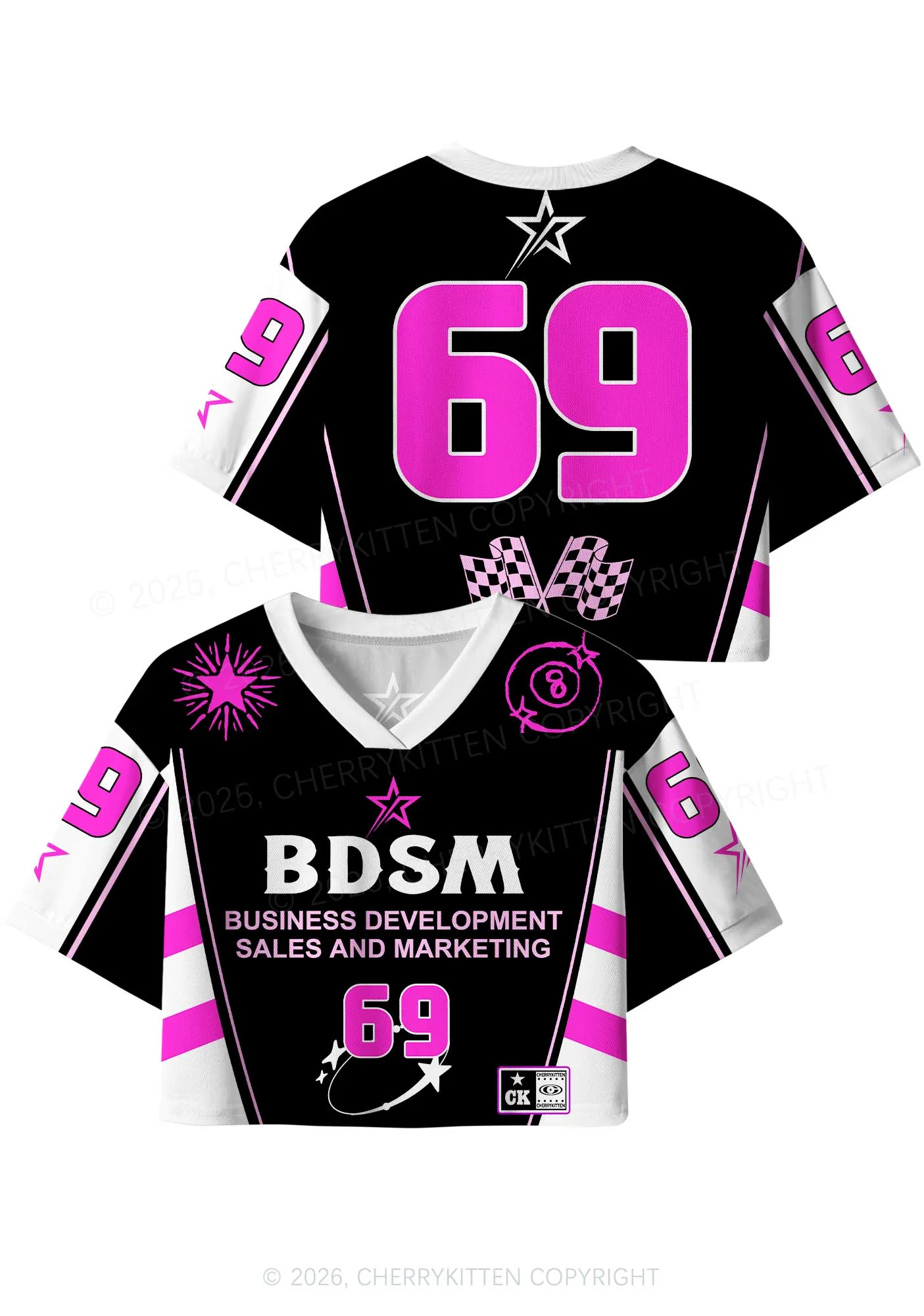 Black BDSM Y2K Crop Sport Jersey Shirts Cherrykitten - Image 4