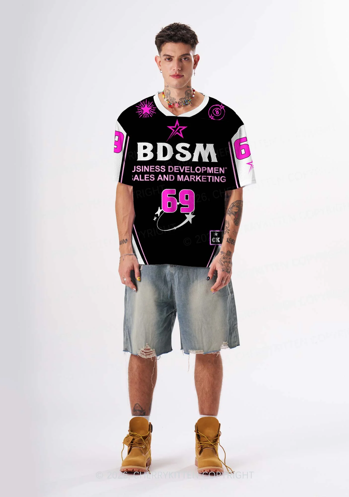 Black BDSM Y2K Sport Jersey Shirts Cherrykitten - Image 2