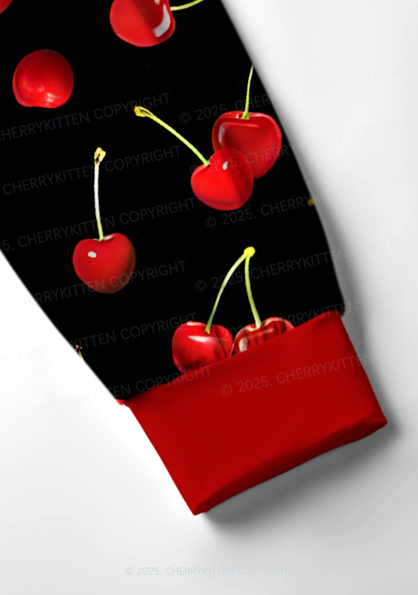 Black Cherry Valentine's Day Y2K Print Long Sleeve Pajama Set Cherrykitten - Image 4