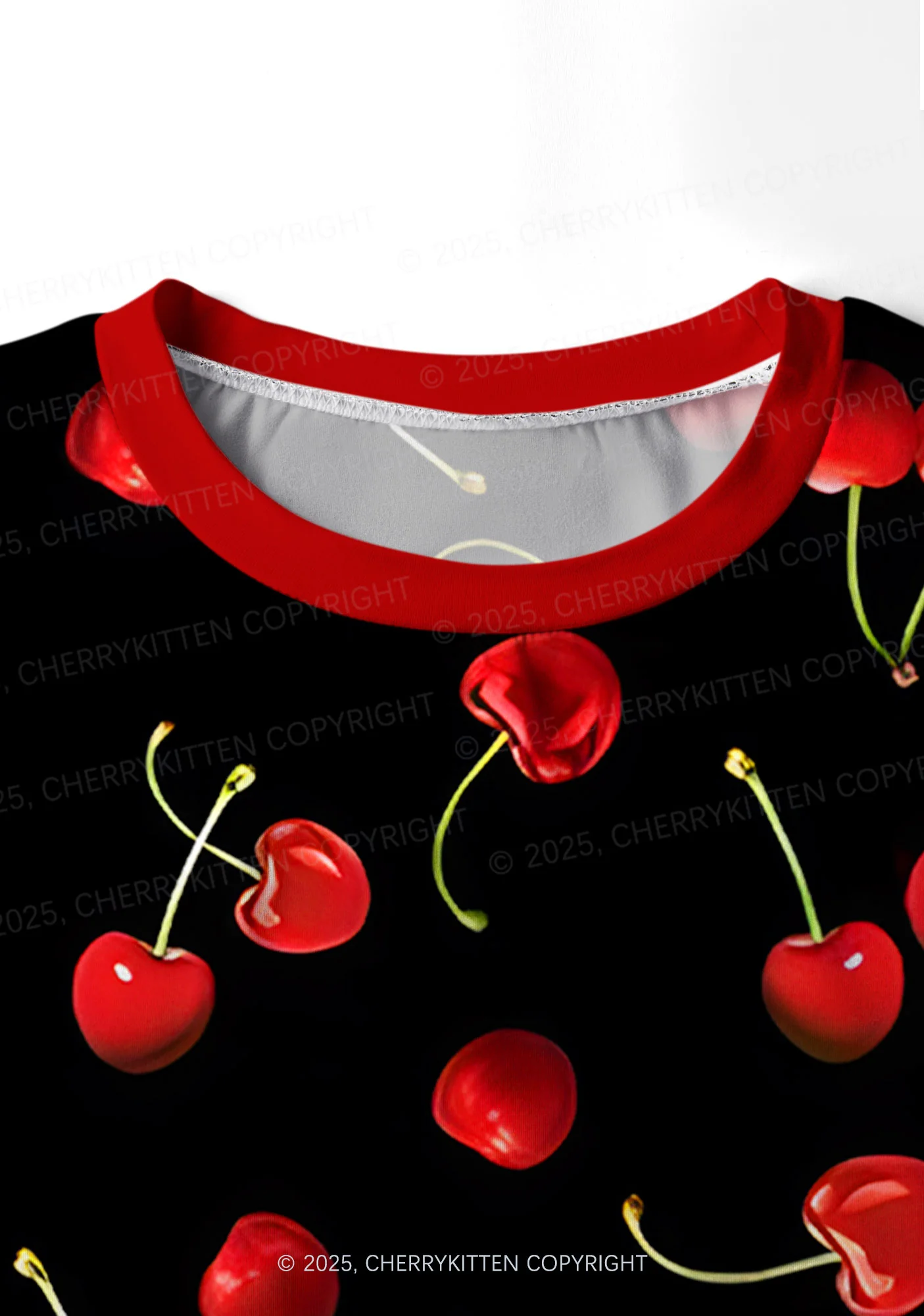 Black Cherry Valentine's Day Y2K Print Long Sleeve Pajama Set Cherrykitten - Image 5