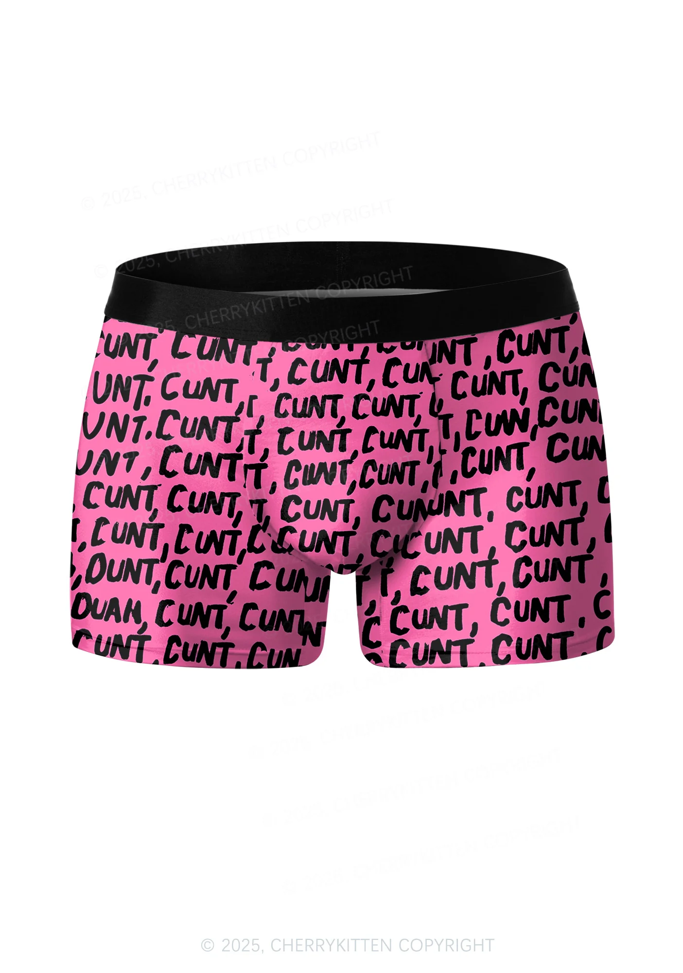 Black Cxxt On Pink Valentine's Day Y2K Print Couples Boxer Briefs Set Cherrykitten - Image 3