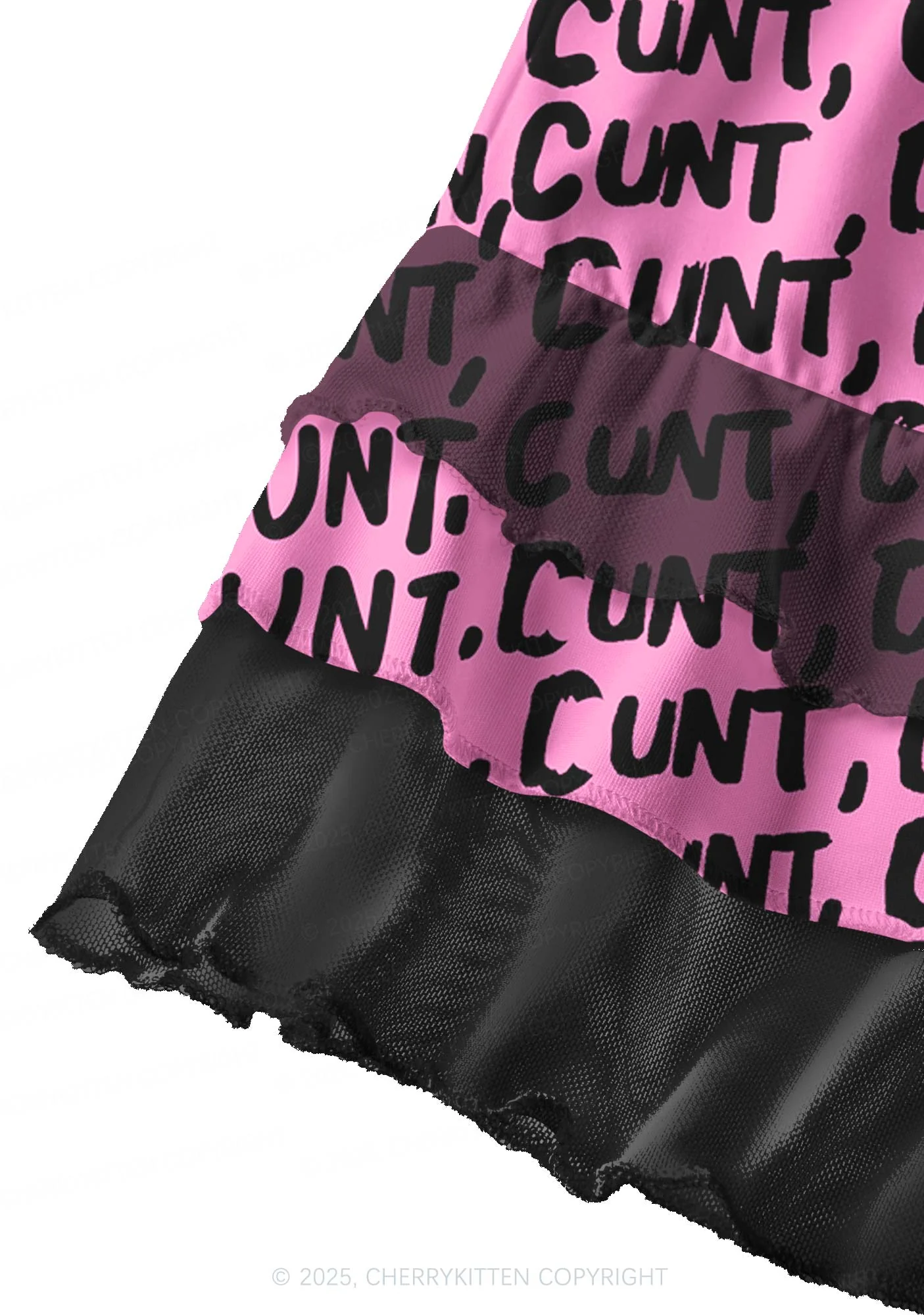 Black Cxxt On Pink Valentine's Day Y2K Print Mini Layered Skirt Cherrykitten - Image 3