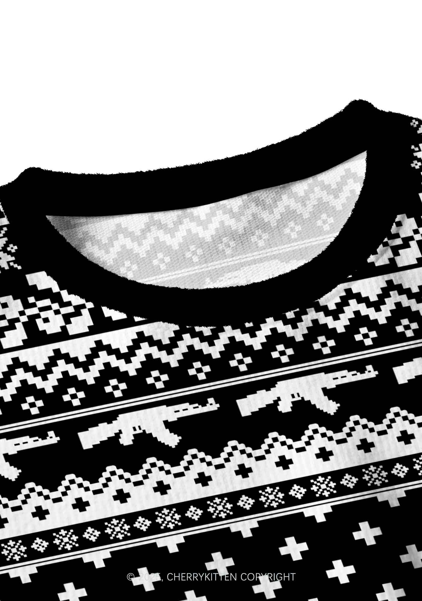 Black Cxxt Y2K Christmas Crop Knit Sweatshirt Cherrykitten - Image 4