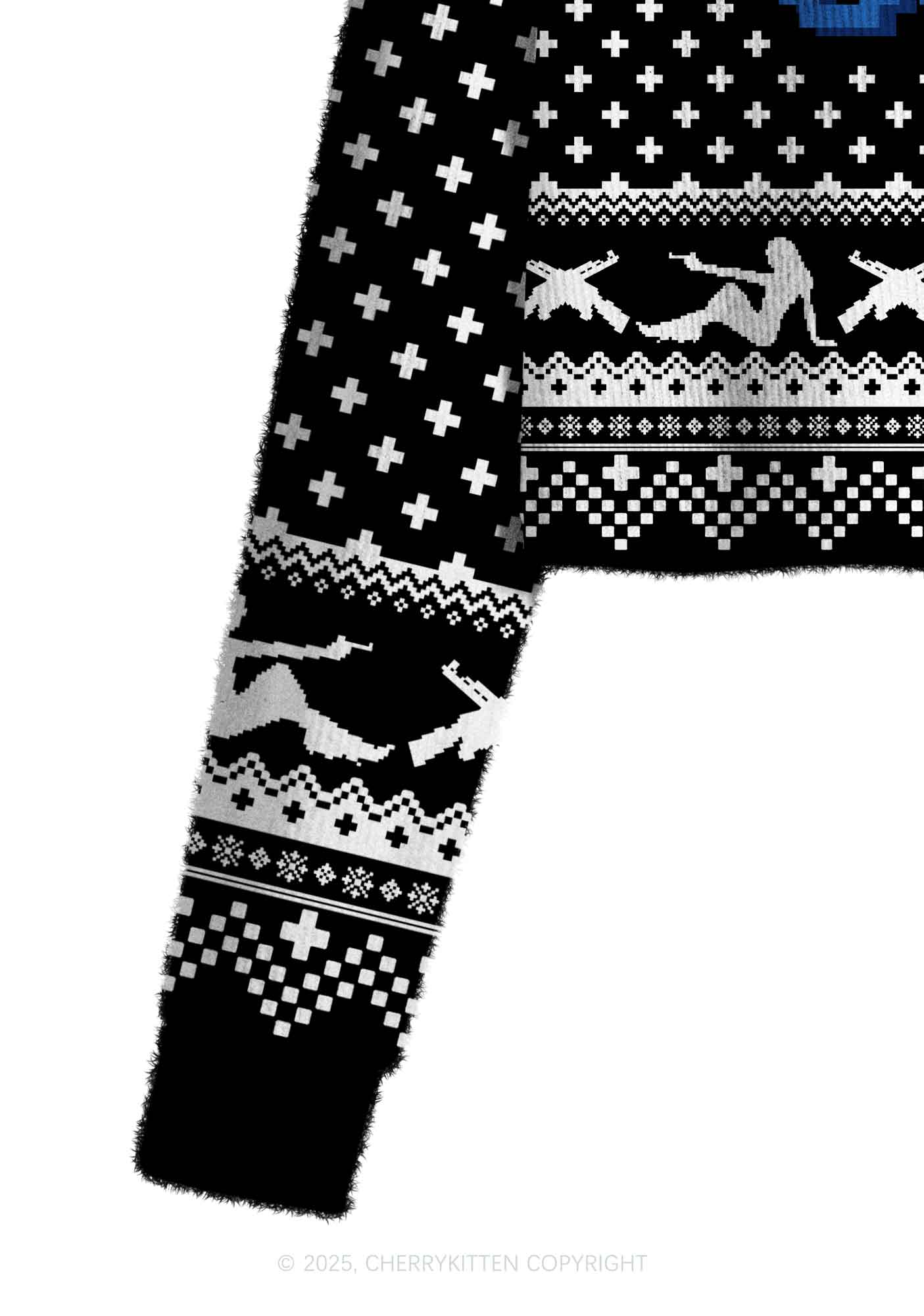 Black Cxxt Y2K Christmas Crop Knit Sweatshirt Cherrykitten - Image 5