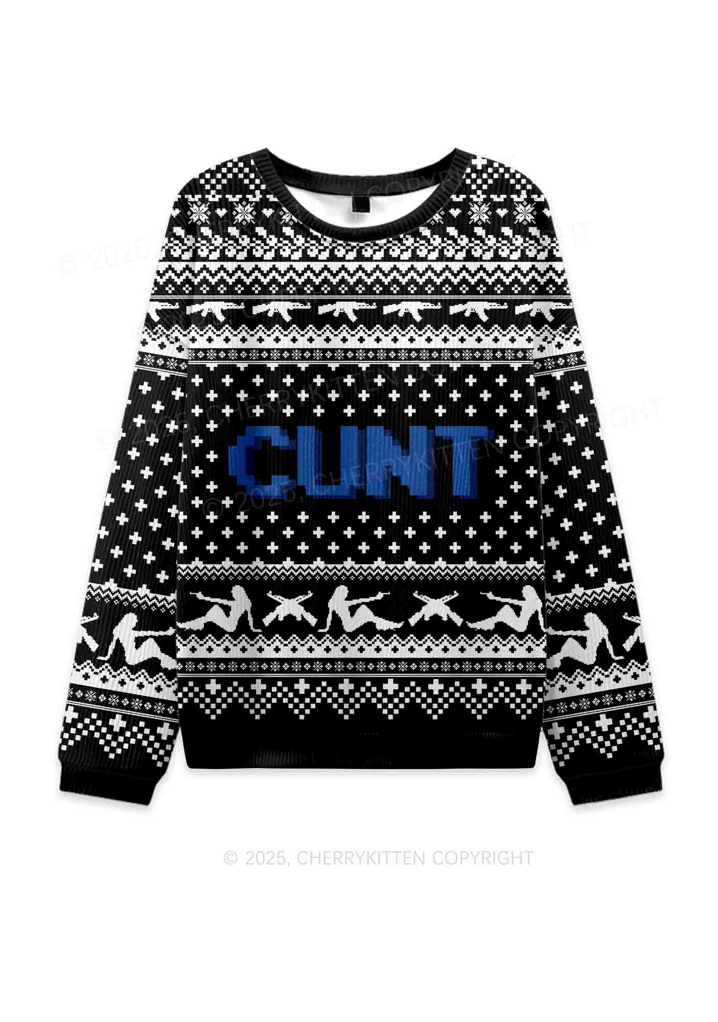Black Cxxt Y2K Christmas Knit Sweatshirt Cherrykitten - Image 2
