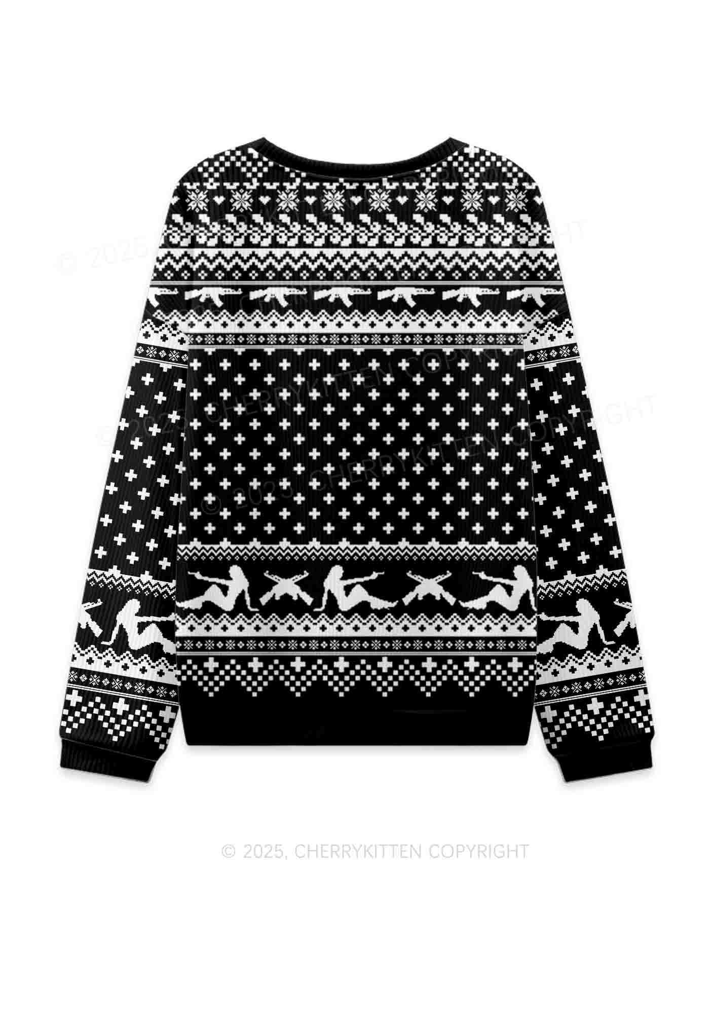 Black Cxxt Y2K Christmas Knit Sweatshirt Cherrykitten - Image 3