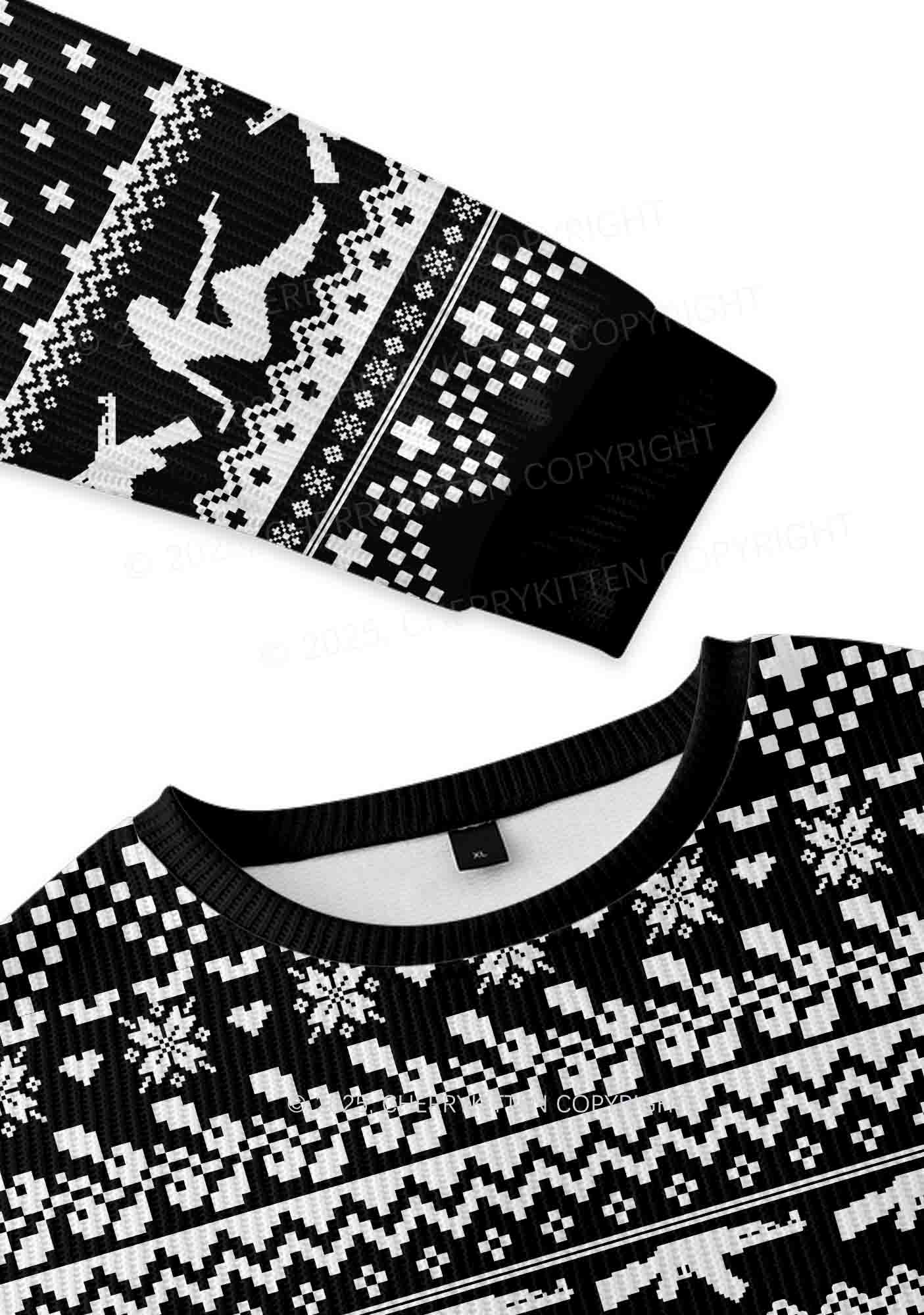 Black Cxxt Y2K Christmas Knit Sweatshirt Cherrykitten - Image 4