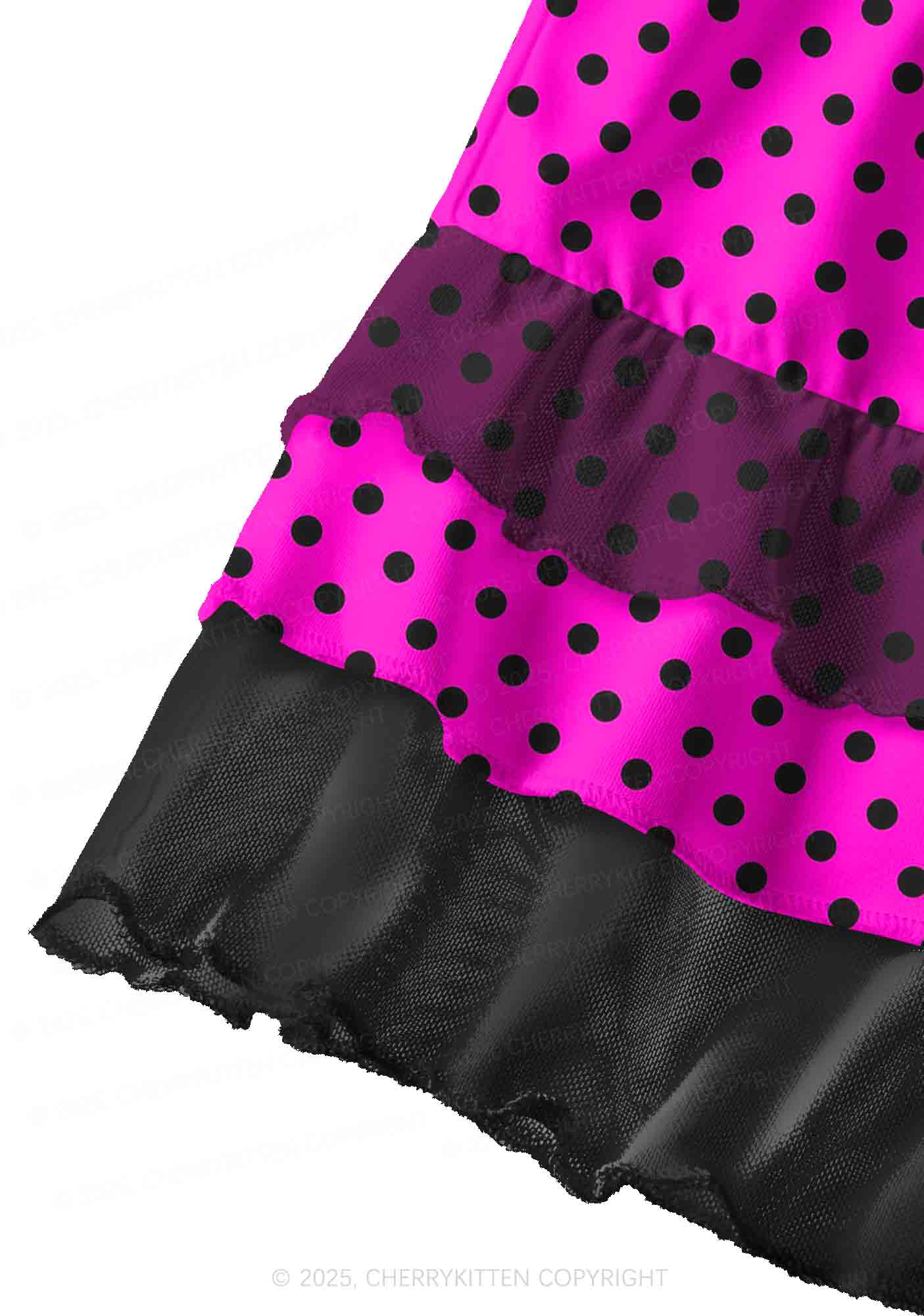 Black Dots On Pink Valentine's Day Y2K Print Mini Layered Skirt Cherrykitten - Image 2