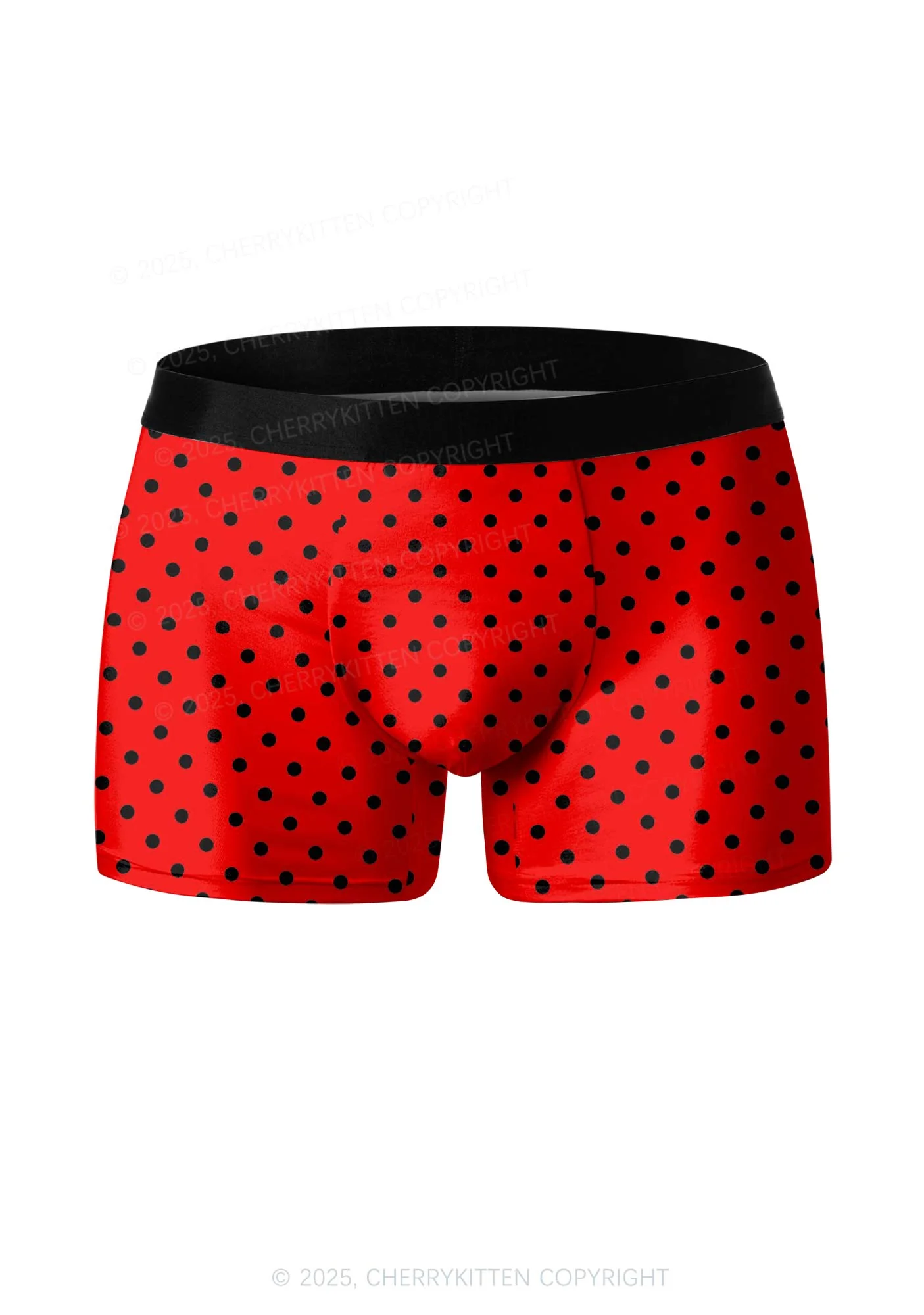 Black Dots On Red Valentine's Day Y2K Print Couples Boxer Thong Set Cherrykitten - Image 4