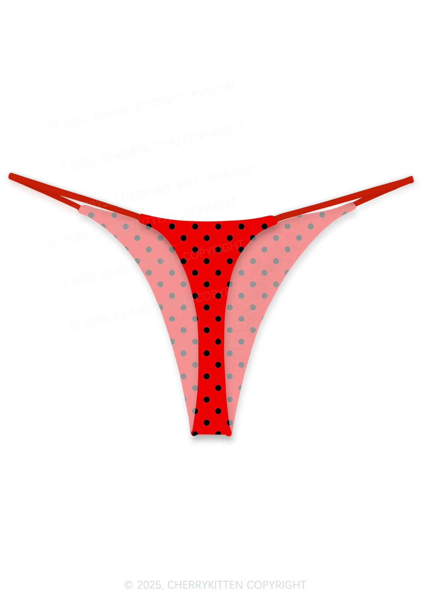 Black Dots On Red Valentine's Day Y2K Print Couples Boxer Thong Set Cherrykitten - Image 3
