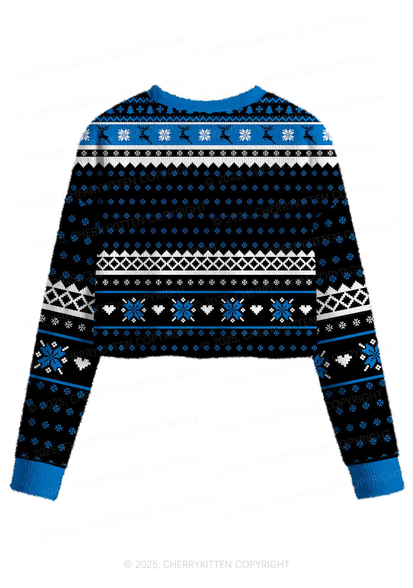 Black Faggot Pride Y2K Christmas Crop Knit Sweatshirt Cherrykitten - Image 2