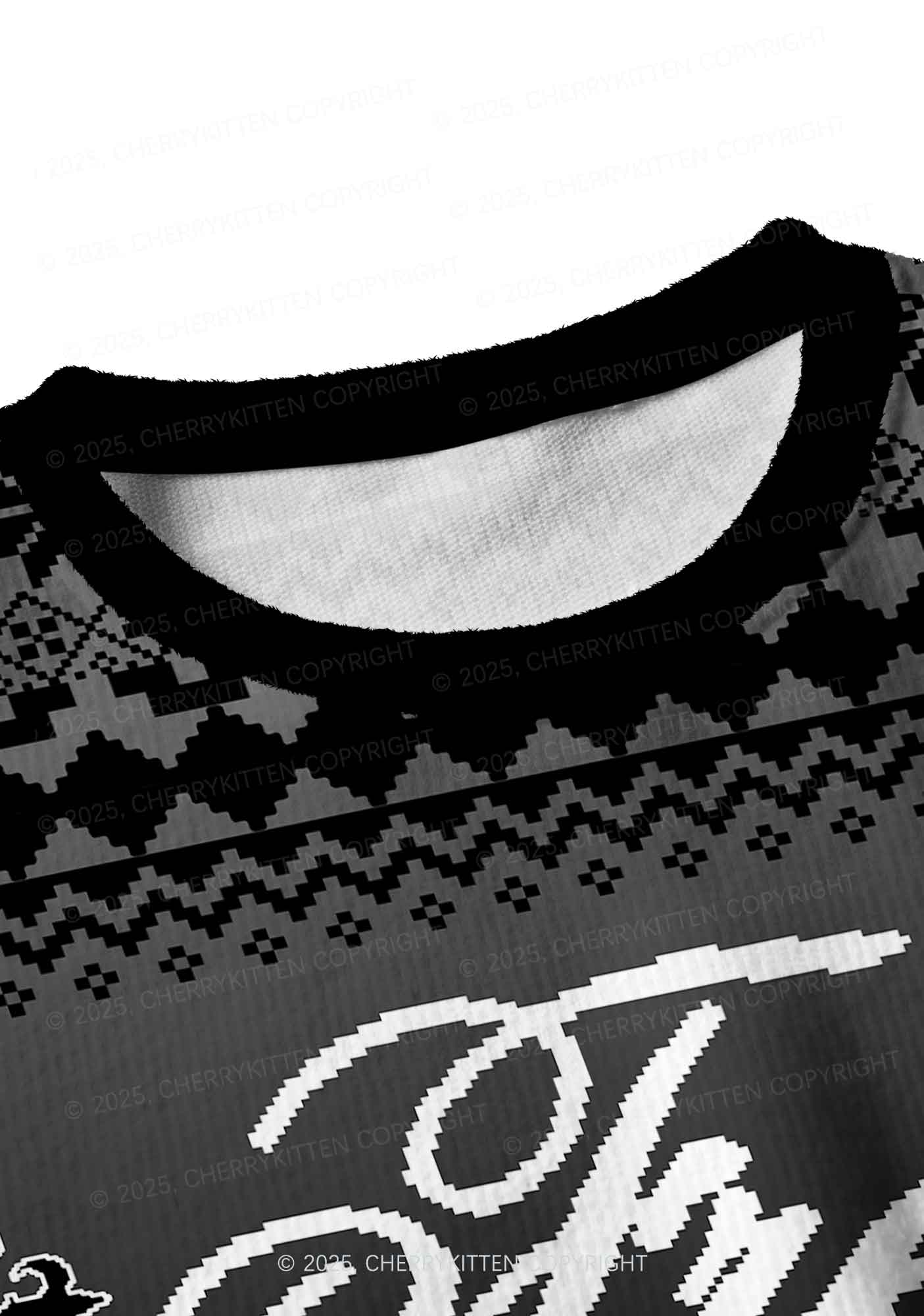 Black Freak Y2K Christmas Crop Knit Sweatshirt Cherrykitten - Image 4