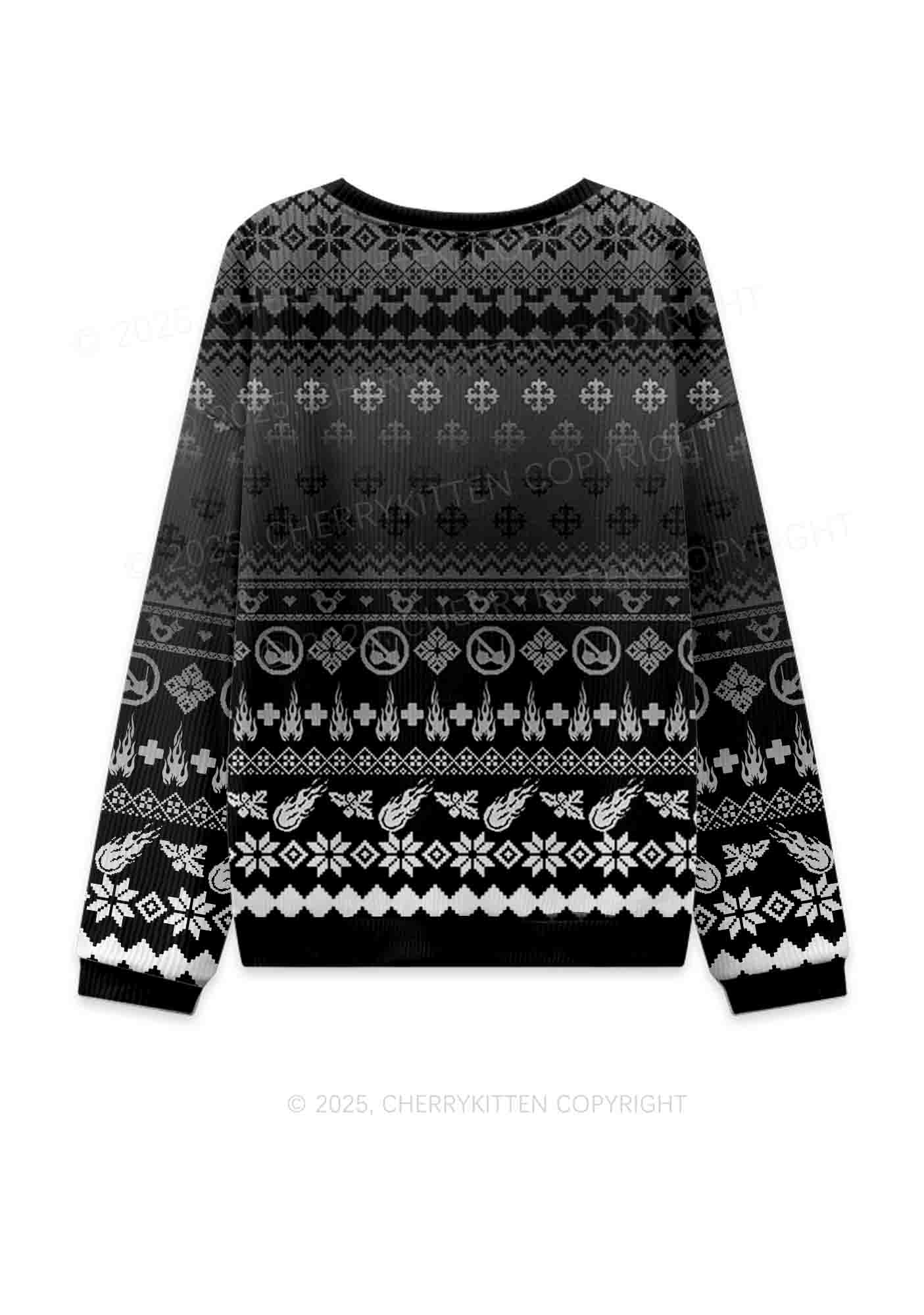 Black Freak Y2K Christmas Knit Sweatshirt Cherrykitten - Image 2