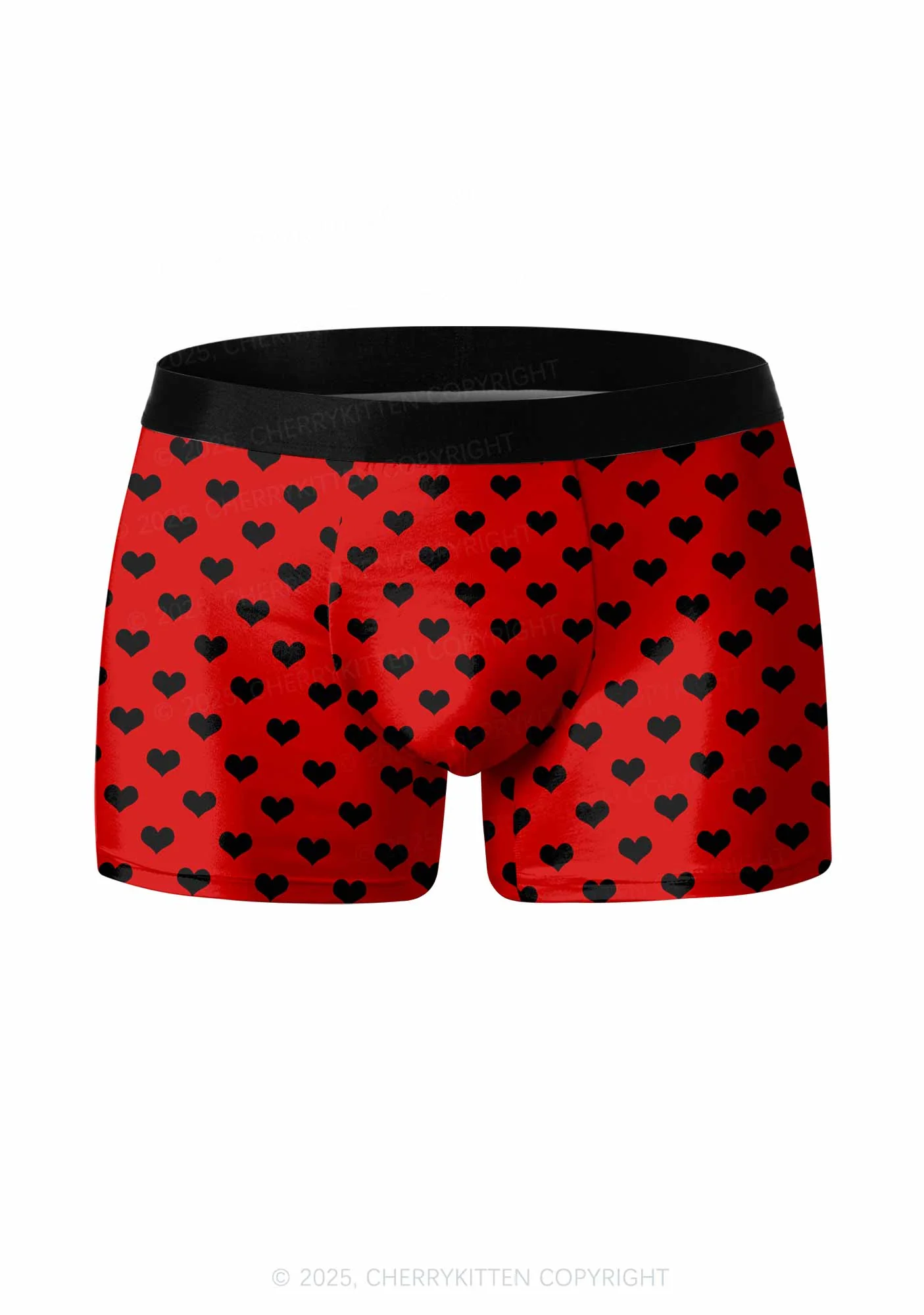 Black Heart On Red Valentine's Day Y2K Print Couples Boxer Briefs Set Cherrykitten - Image 2