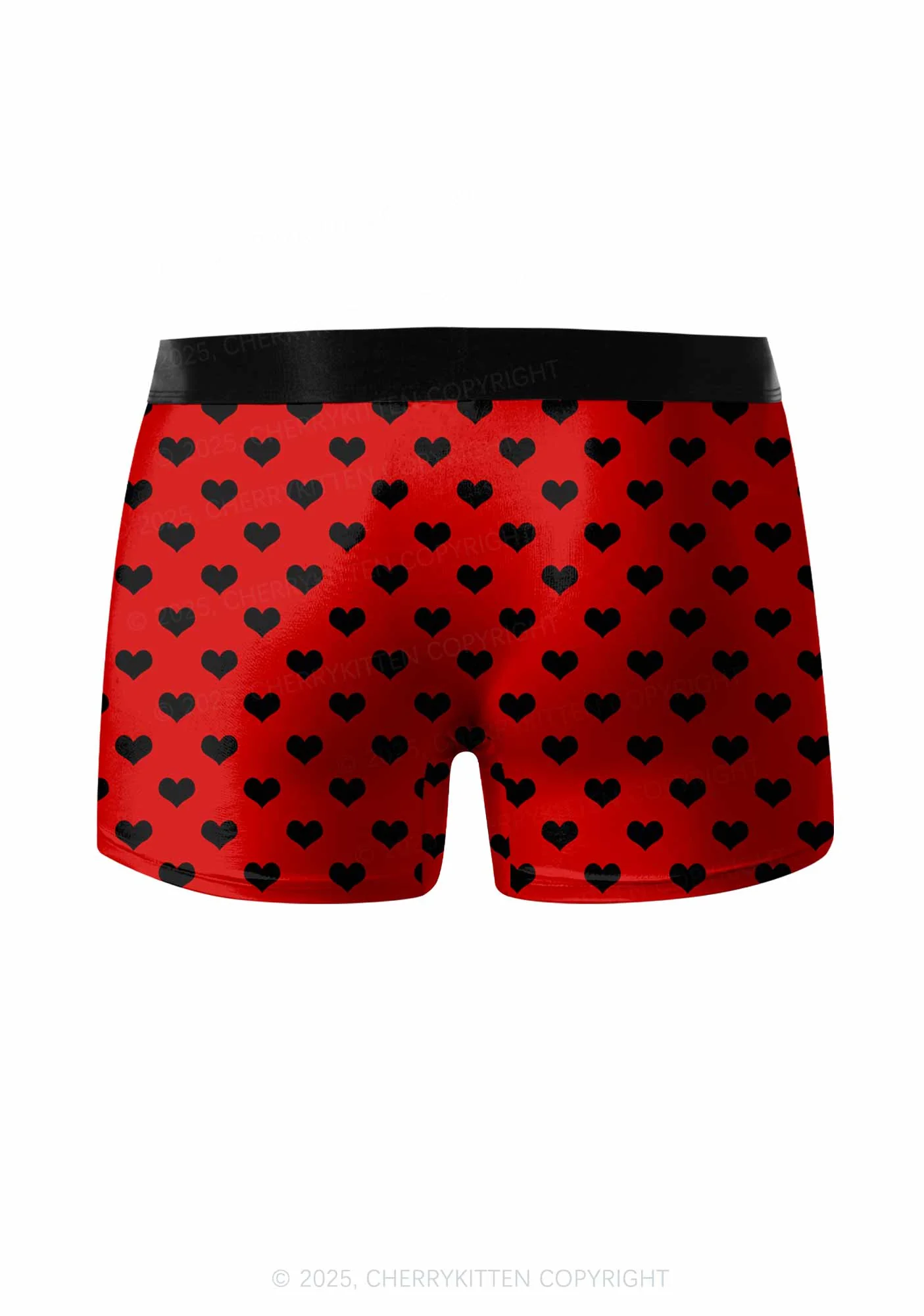 Black Heart On Red Valentine's Day Y2K Print Couples Boxer Briefs Set Cherrykitten - Image 3